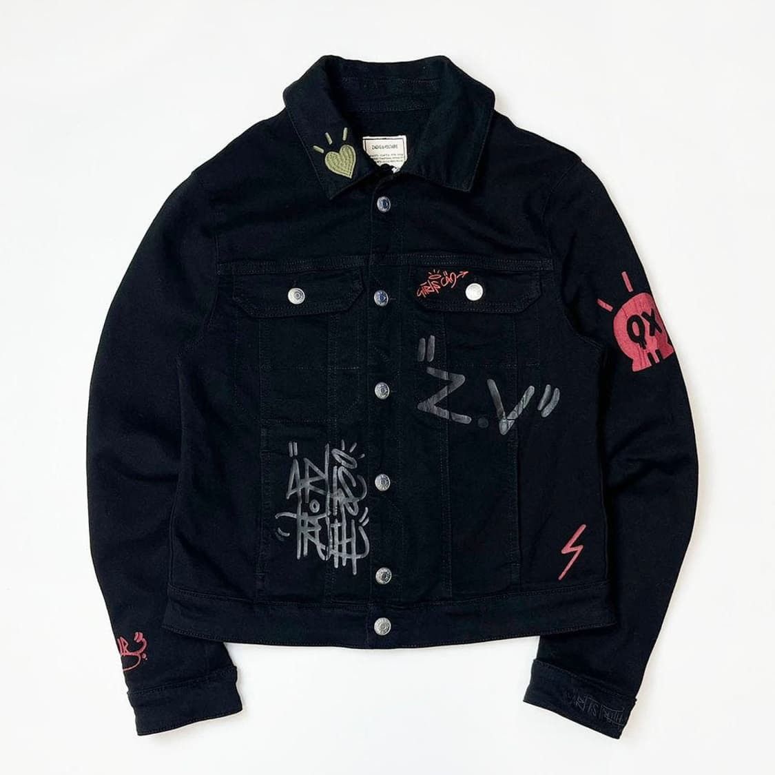 Zadig & Voltaire denim jacket with graffiti style graphics