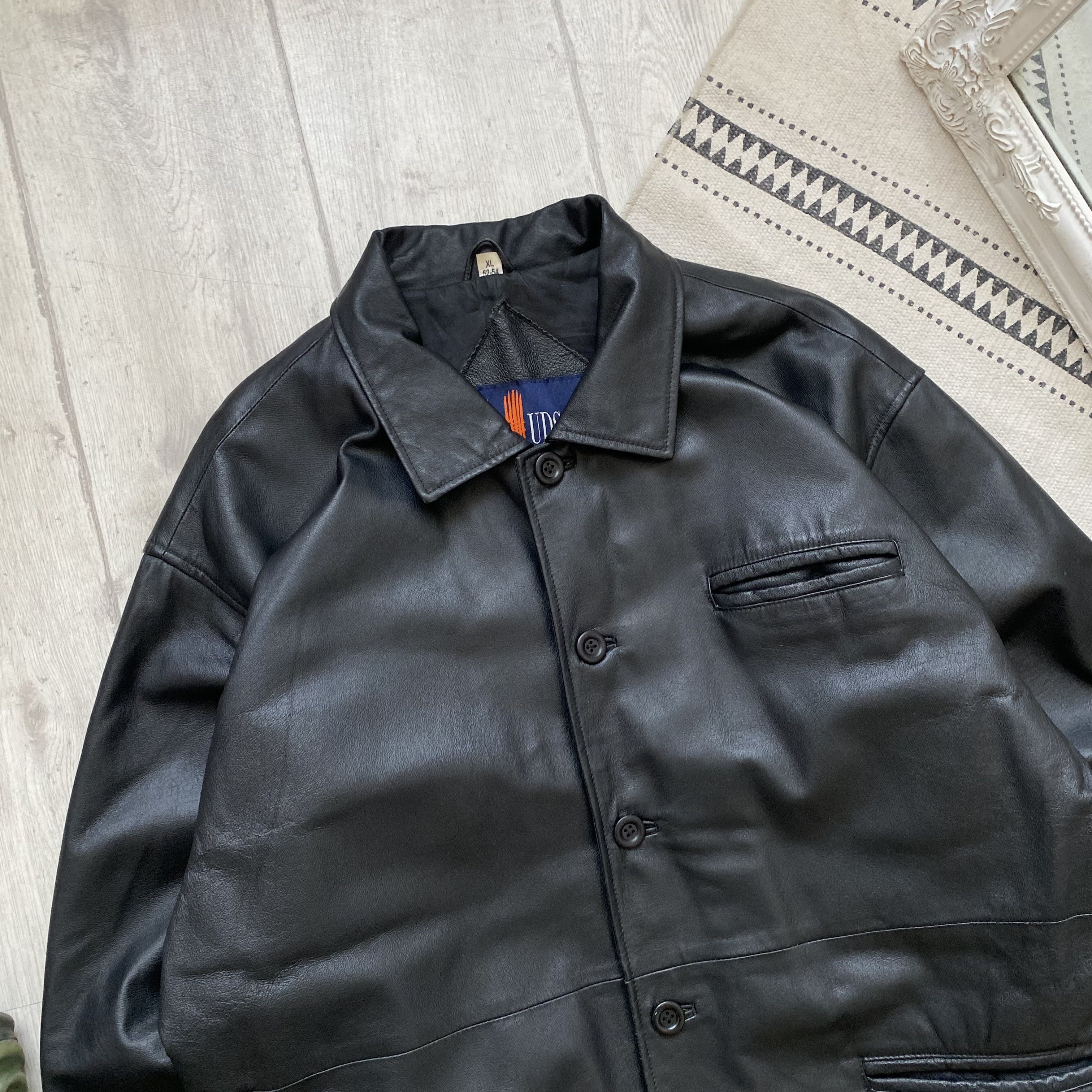 Genuine Leather Vintage 90s Real Leather jacket Balenciaga style Button up Size US XL / EU 56 / 4 - 2 Thumbnail