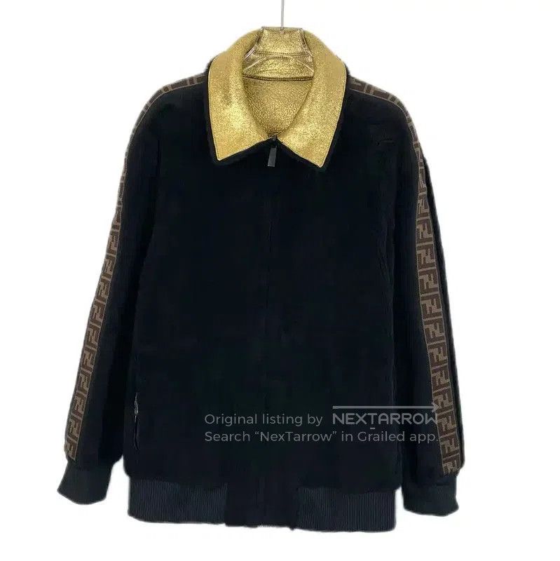 Fendi Fendi Men's Black Jacket with Gold Collar . Size US M / EU 48-50 / 2 - 1 Thumbnail