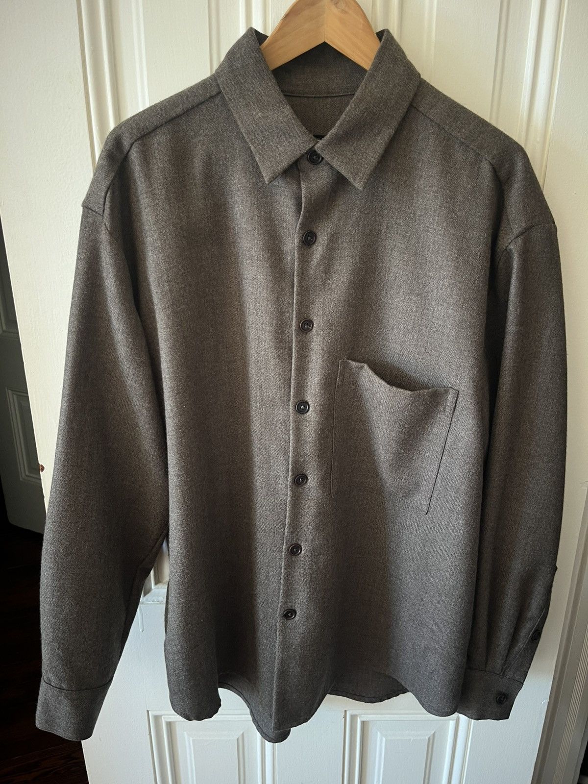 Evan Kinori Big Shirt Two in Brushed Worsted Wool Twill Size US L / EU 52-54 / 3 - 1 Thumbnail
