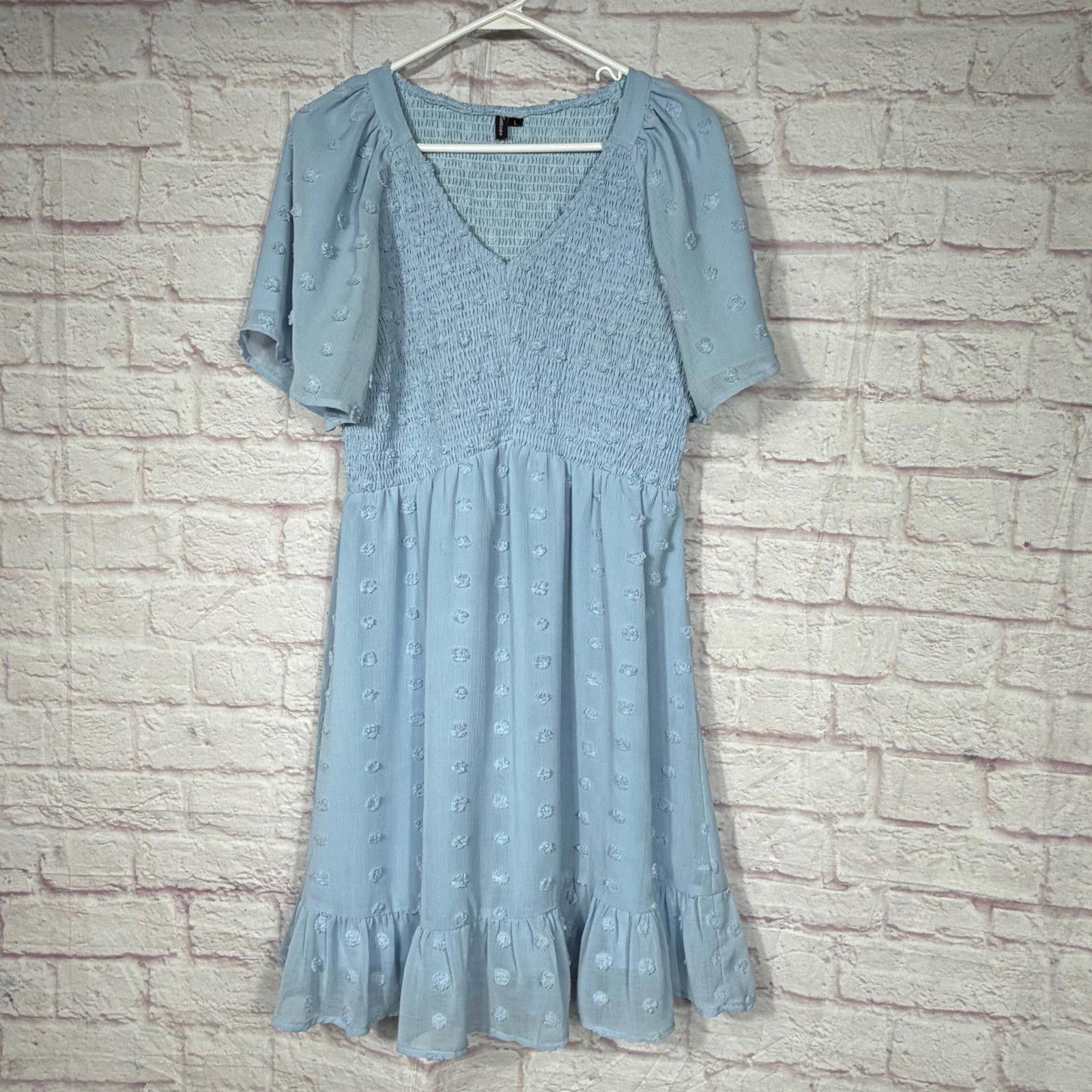 Other Zattcas Large Light Blue Textured Dress with Ruffle Hem Size L / US 10 / IT 46 - 2 Thumbnail