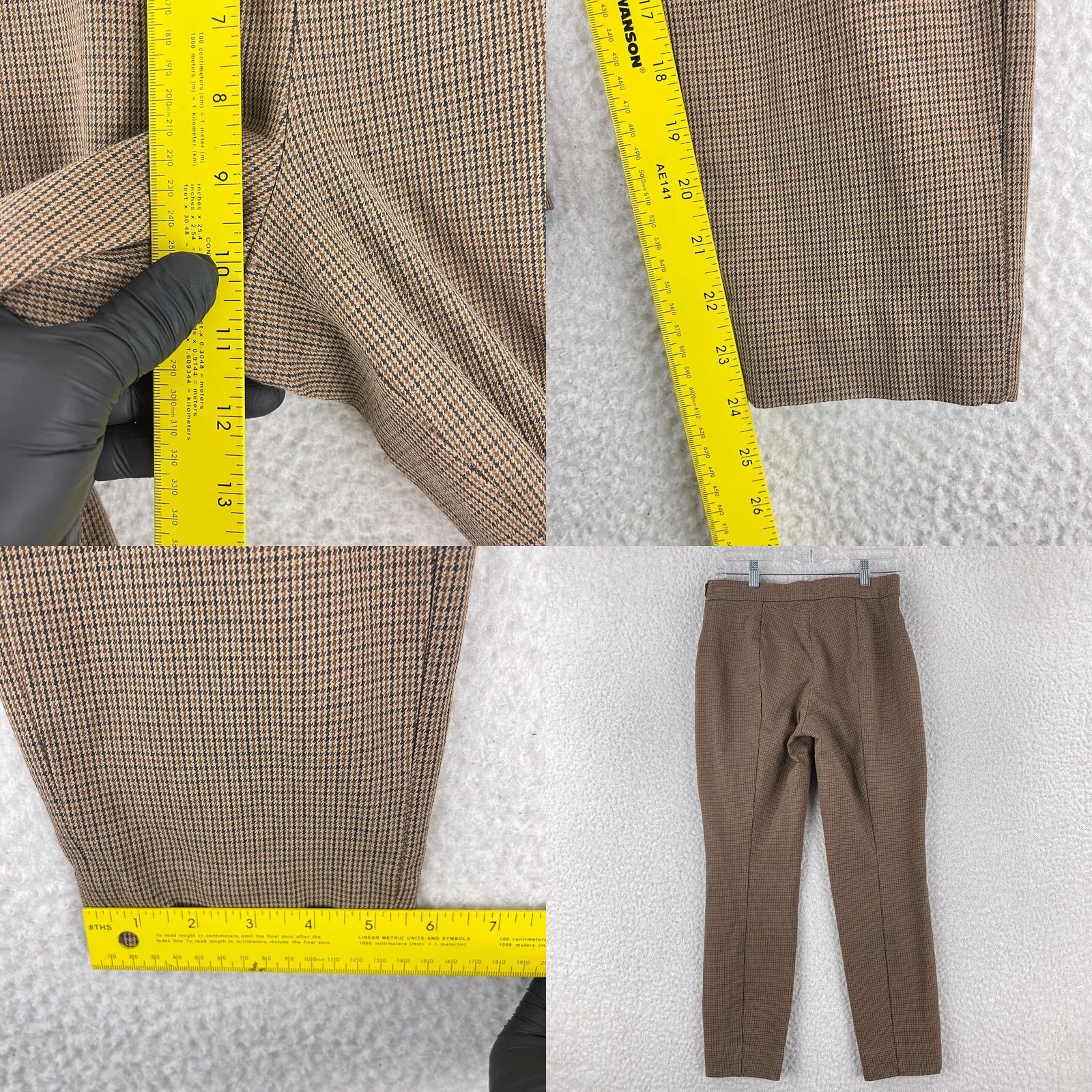 Everlane Everlane Brown Houndstooth Tapered Ankle Pants Womens Mid-Rise Stretch Size 4 Size 27" / US 4 / IT 40 - 8 Thumbnail