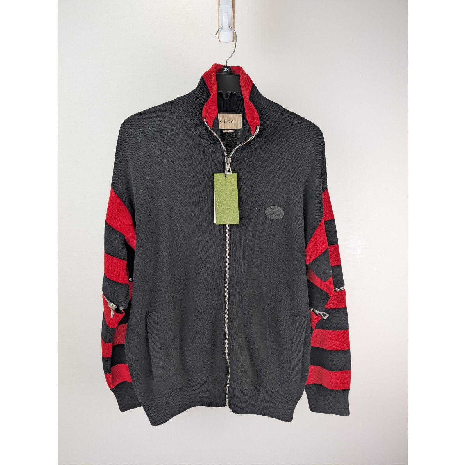 Gucci o1rshd1 Cotton Long Sleeve Bomber Jacket in Black/Red Size US XL / EU 56 / 4 - 2 Thumbnail