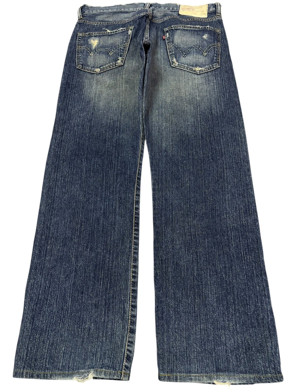 Edwin Vtg 90s Edwin Japan 504R Distressed Jeans Size US 35 - 2 Thumbnail