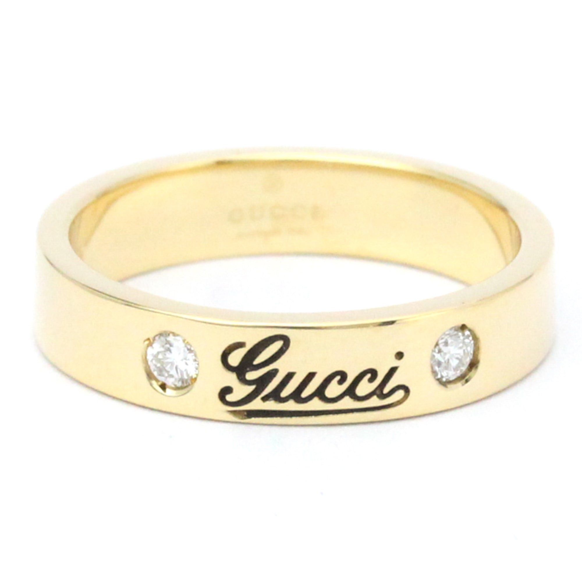 image of Gucci Icon Print Ring Yellow Gold [18K] Fashion Diamond Band Ring Gold in Black, Women's
