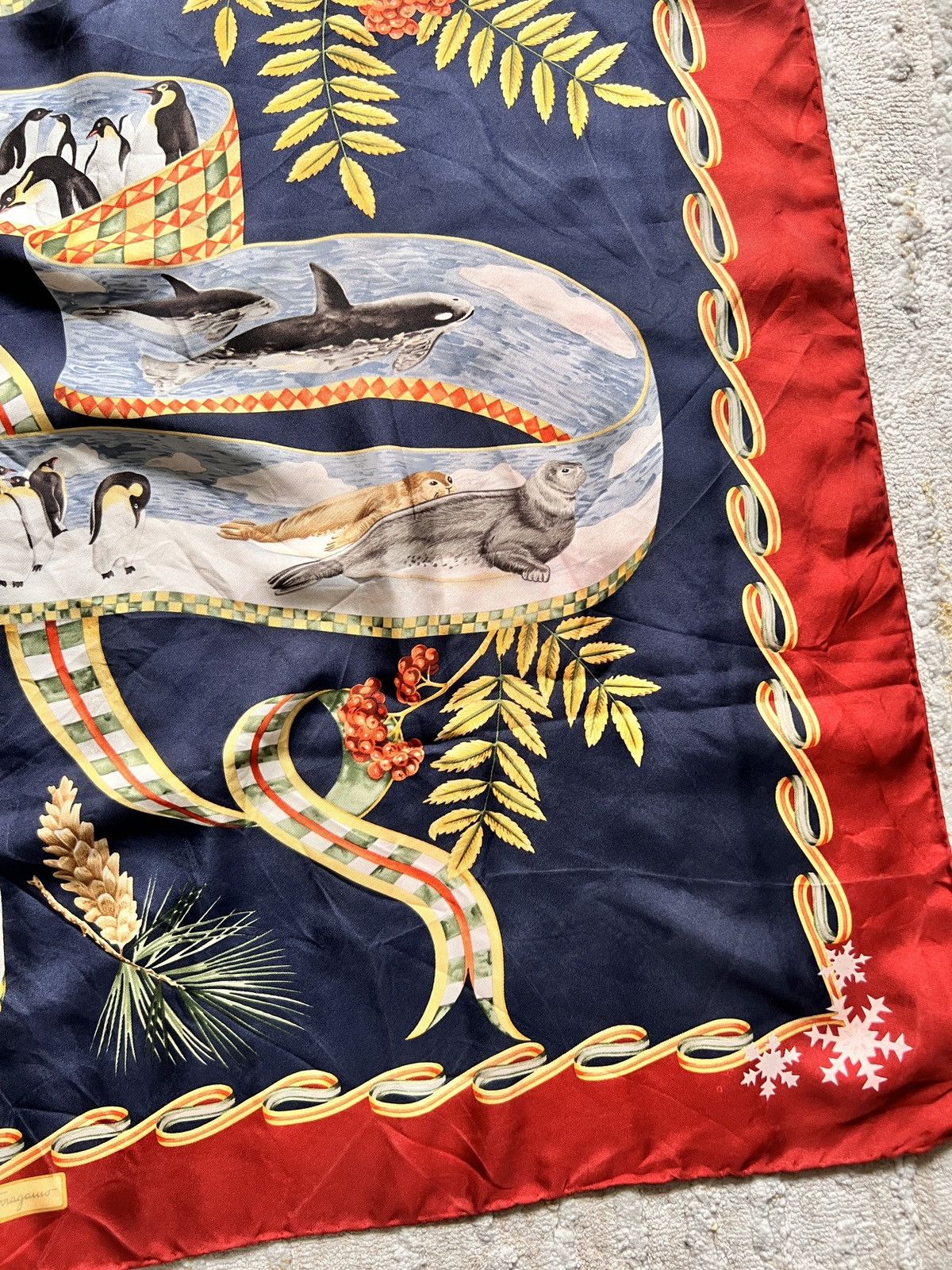 Salvatore Ferragamo Salvatore Ferragamo Arctic Animal Printed Silk Scarve Size ONE SIZE - 4 Thumbnail