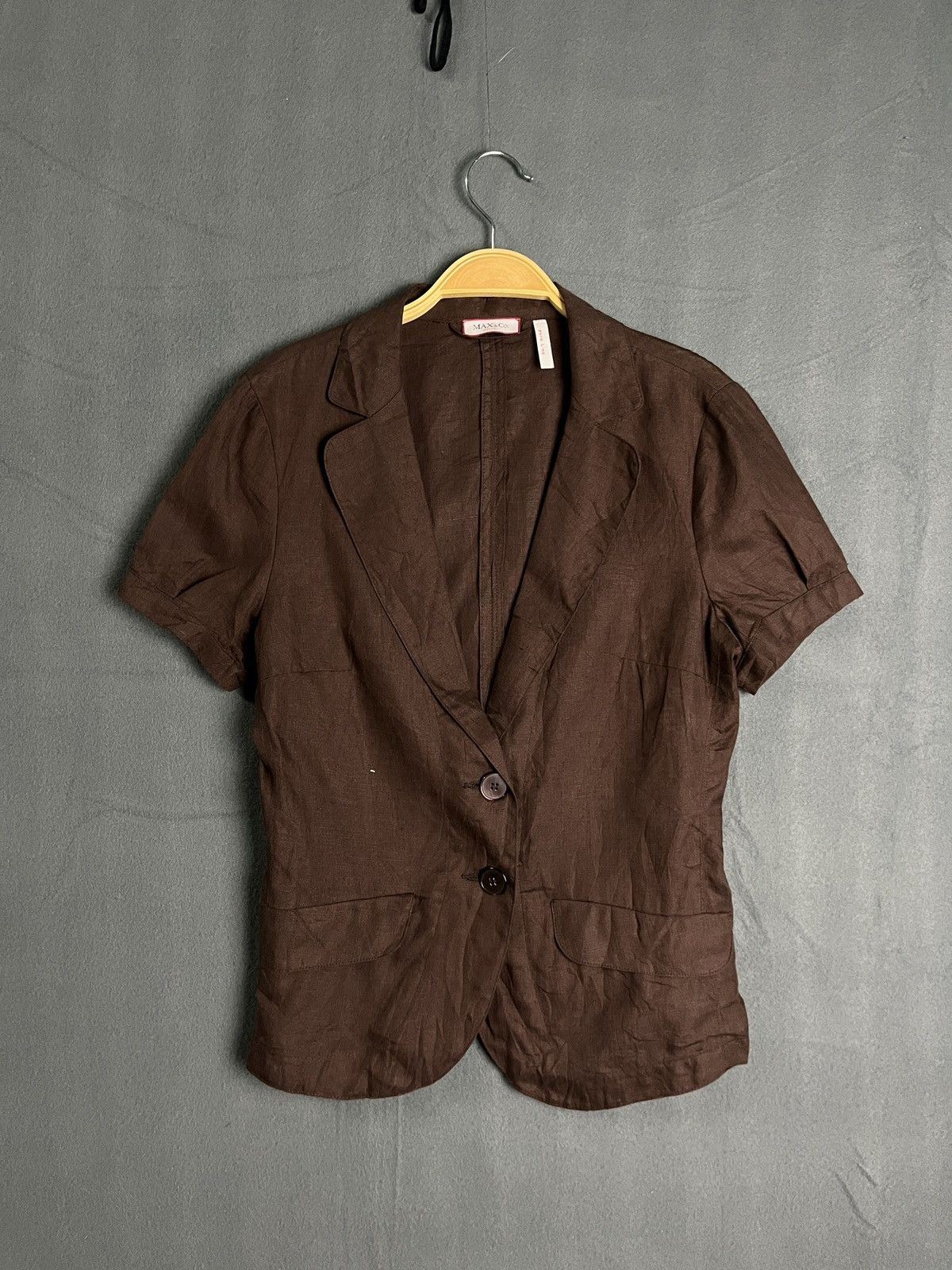 Max Mara Max & Co Short Sleeve Blazer Women Brown Made in Italy Size M / US 6-8 / IT 42-44 - 1 Thumbnail