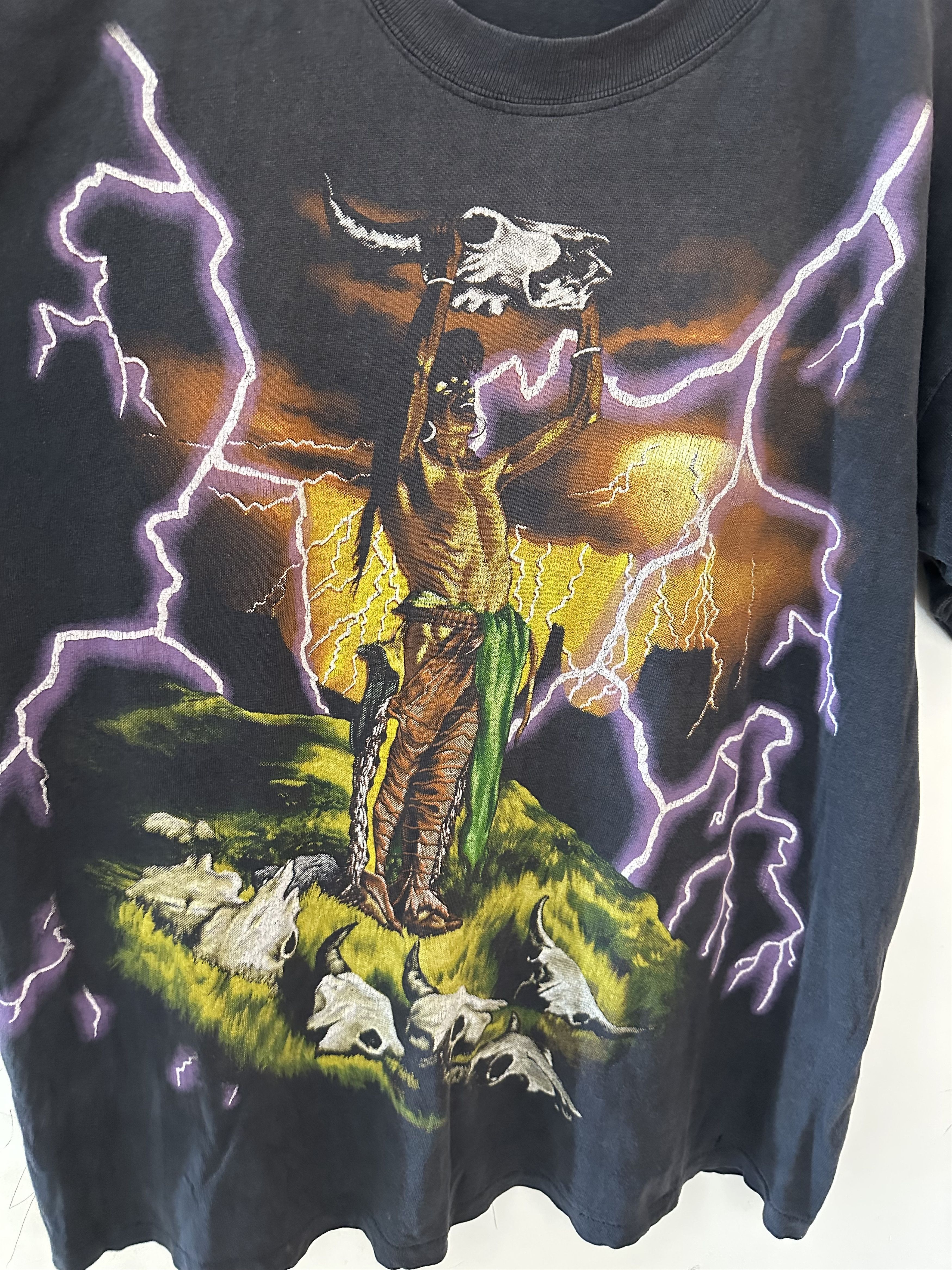Vintage Vintage USA Thunder Tribal Warrior Lightning Graphic Tee Size US XL / EU 56 / 4 - 2 Thumbnail