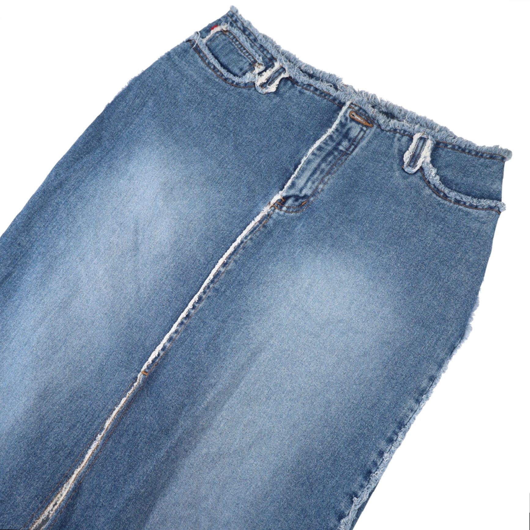 Denime VINTAGE Y2K Zana Di Denim Frayed Edge Maxi Skirt Blue Womens 11 Skirt Maxi Body Size 32" / US 10 / IT 46 - 2 Thumbnail