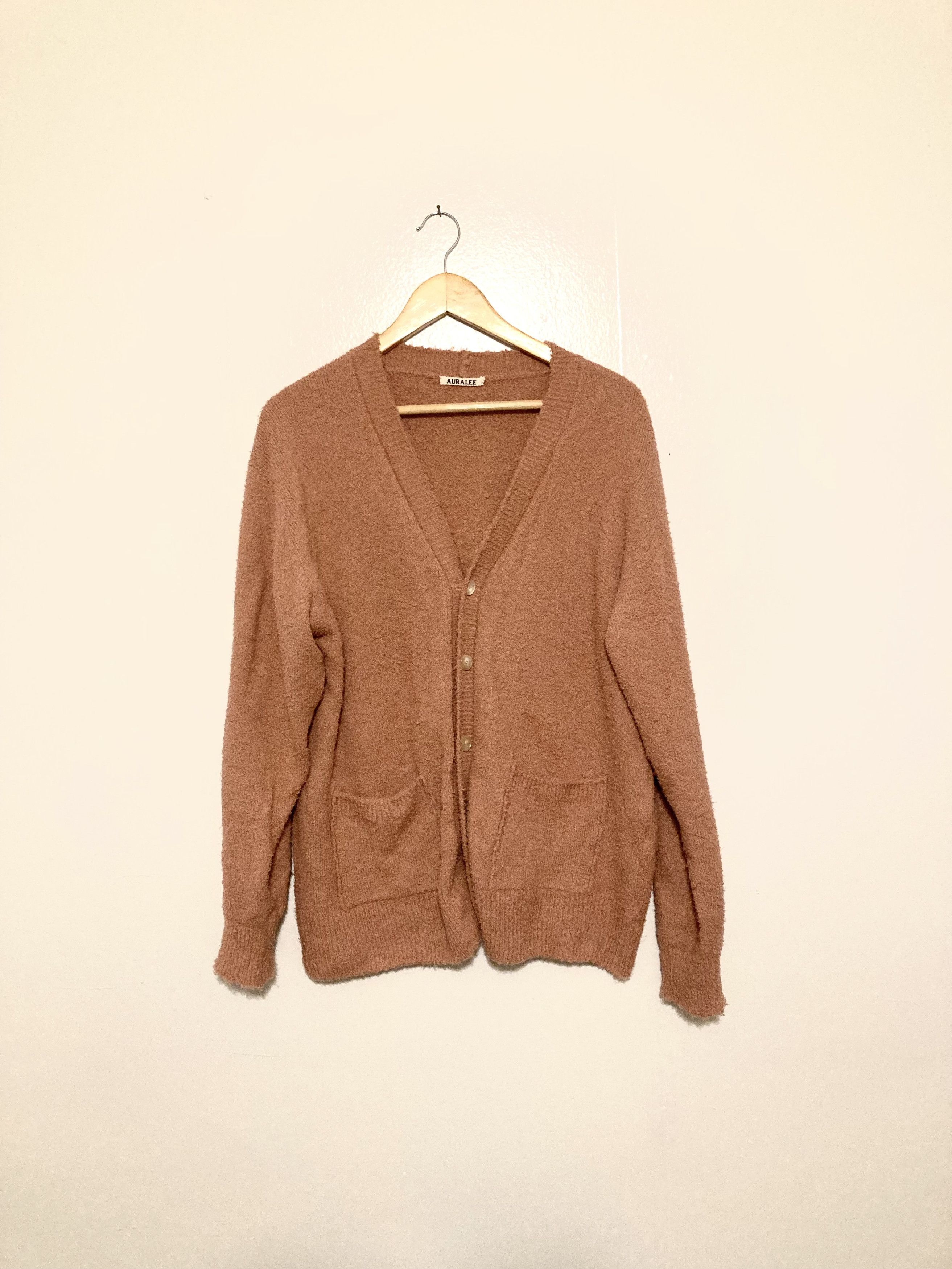Auralee Shaggy Cotton Linen Cardigan | Grailed