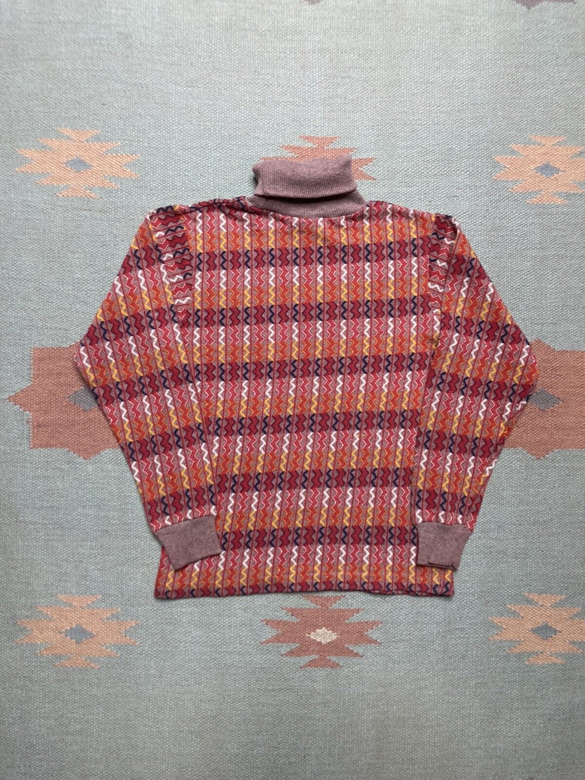Vintage 70s knit shirt turtleneck sweater geometric boys 14 baby tee Size XS / US 0-2 / IT 36-38 - 6 Thumbnail