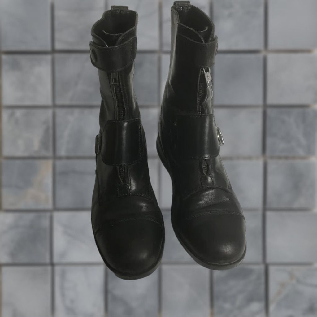 Hogan Hogan Womens Boots Black Leather Motorcycle Biker Mid-Calf Buckle Round Toe 7 / 38 Shoe Size Womens Size US 7 / IT 37 - 1 Thumbnail