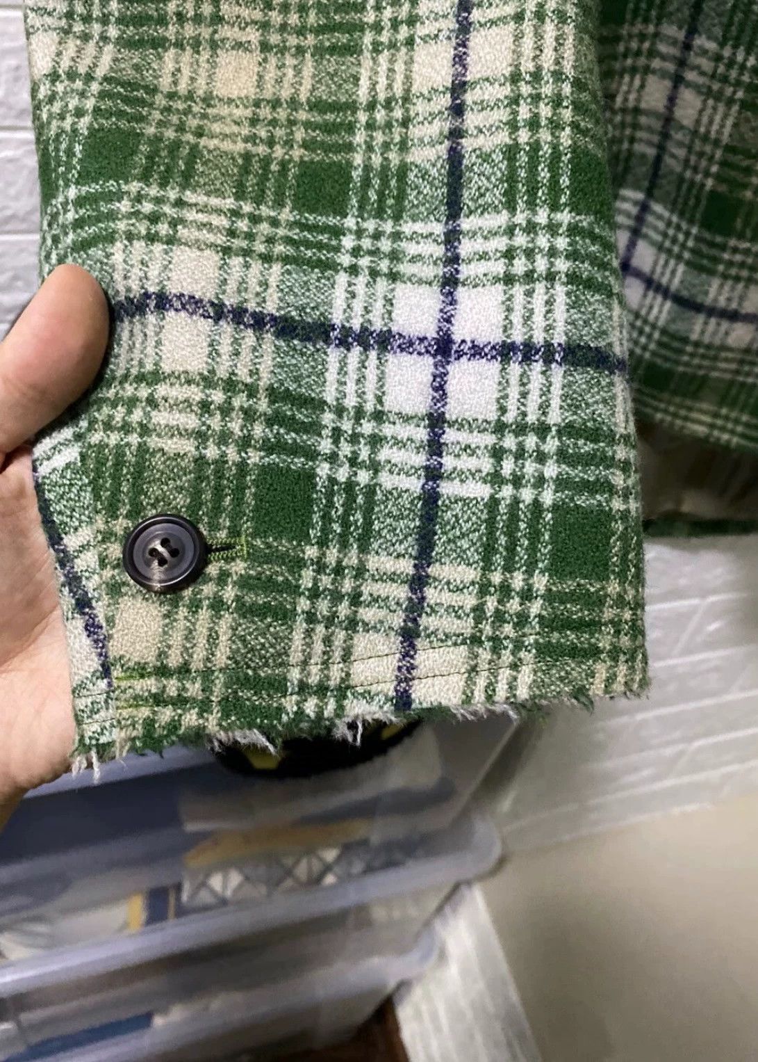 Other kreepé green check collarless tassel Japan jacket Size US M / EU 48-50 / 2 - 4 Thumbnail
