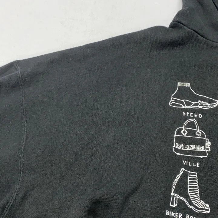 Balenciaga Balenciaga Women's Hooded Graphic Sweatshirt in Black 0079- Size XS / US 0-2 / IT 36-38 - 2 Thumbnail