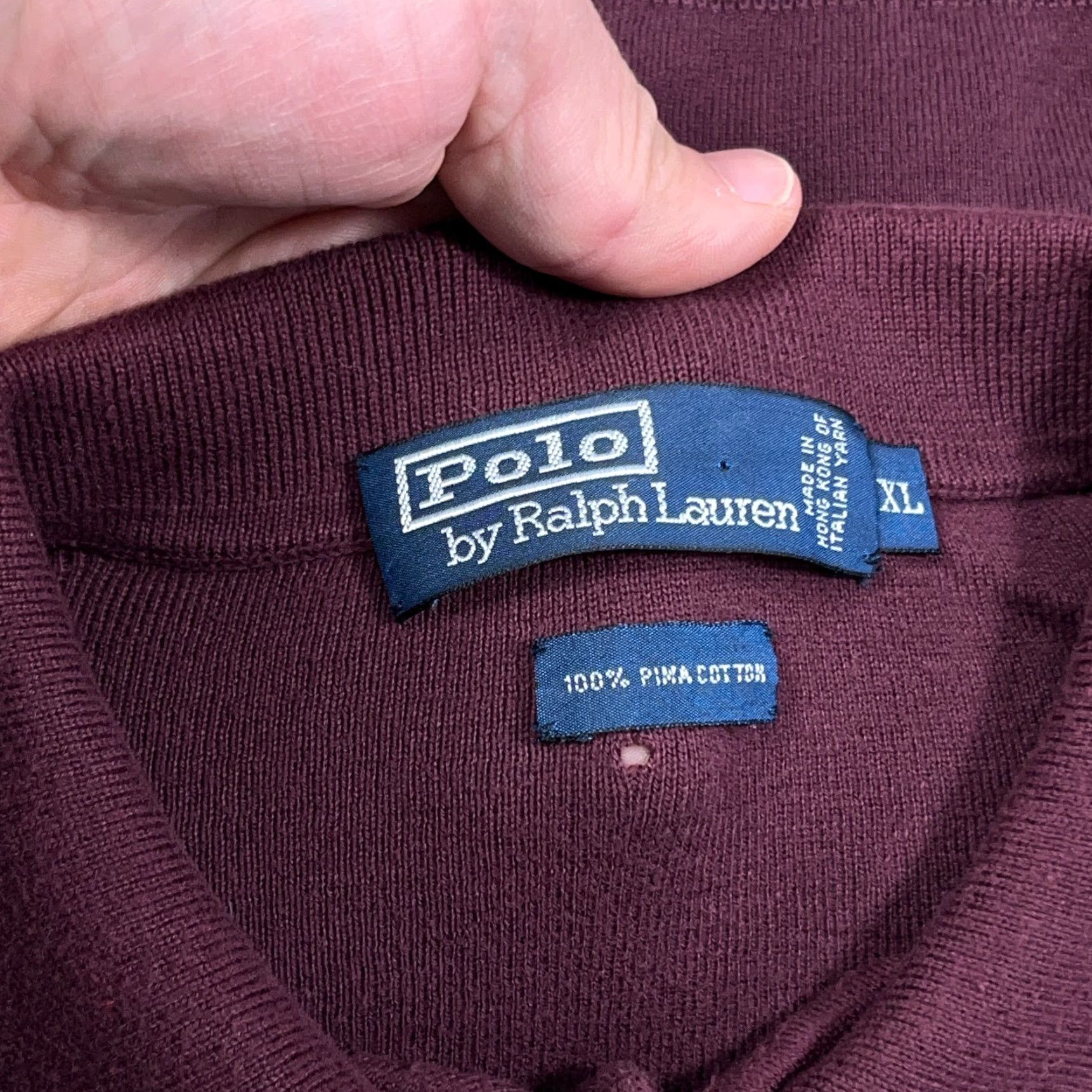 Polo Ralph Lauren Vintage Polo Ralph Lauren Sweater Men XL Marron Collared Pima Cotton Fine Knit Size US XL / EU 56 / 4 - 7 Thumbnail