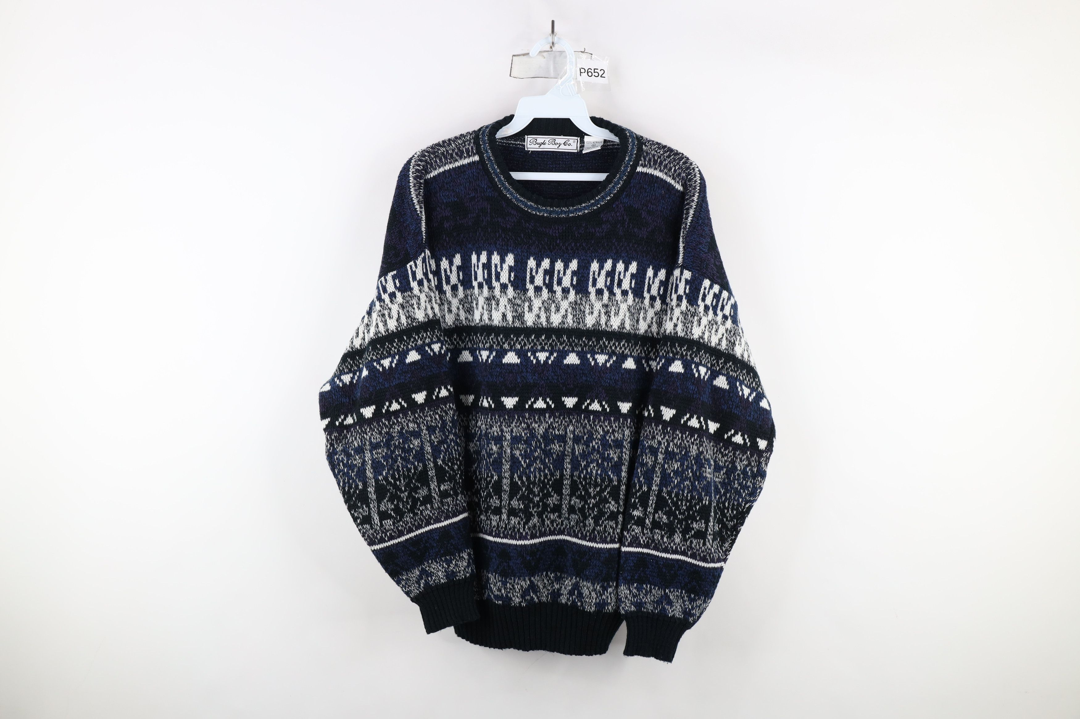 Vintage Vintage 90s Coogi Style Geometric Knit Crewneck Sweater Size XL / US 12-14 / IT 48-50 - 1 Thumbnail