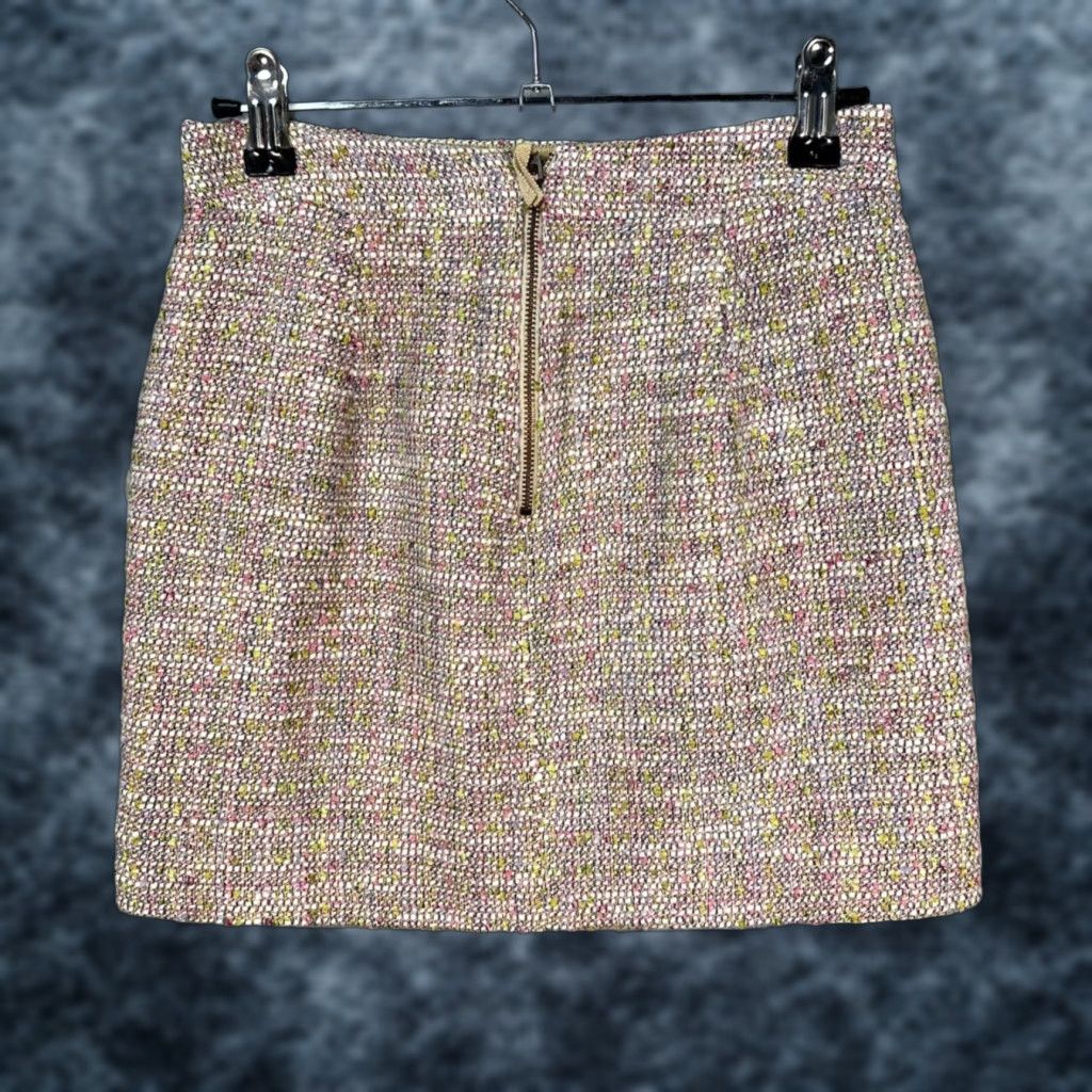 J.Crew J. Crew Tweed Mini Skirt Womens Size 00 Pink/Yellow Lined Short Casual Spring Summer Size 24" / US 00 / IT 34 - 1 Thumbnail