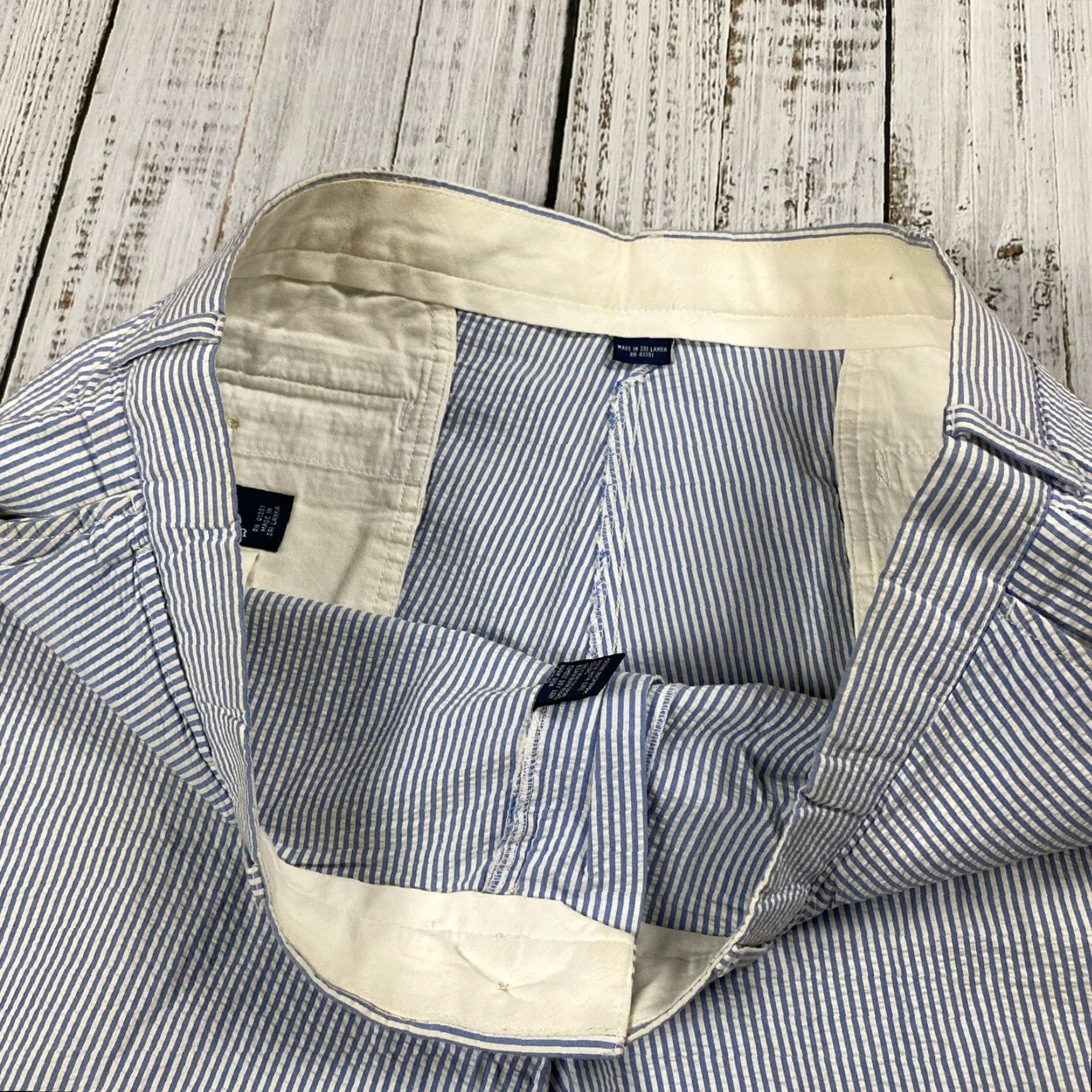 Polo Ralph Lauren VINTAGE Polo Ralph Lauren 90s Cotton Seersucker Plaid Shorts Adult 38 Blue/White Flat Front Mens Size US M / EU 48-50 / 2 - 4 Thumbnail