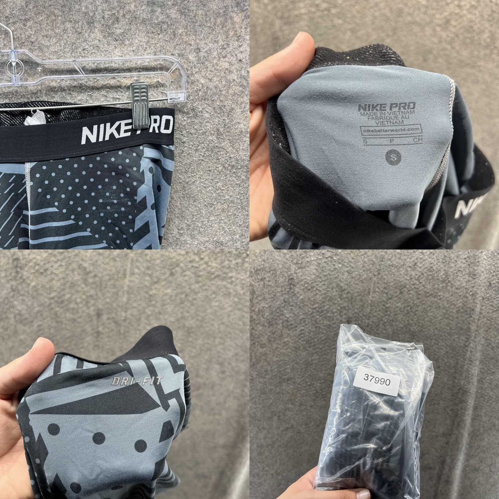 Nike VINTAGE Nike Pro Pants Womens Small Black Gray Dri-FIT 3/4 Compression Leggings Athletic Size 28" / US 6 / IT 42 - 8 Thumbnail