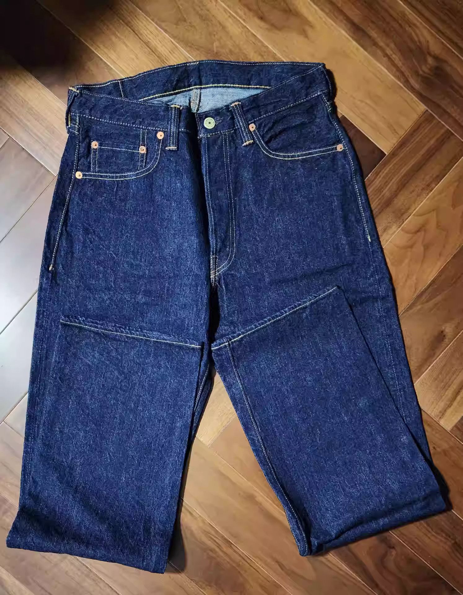 image of Freewheelers Blue Straight Leg Raw Jeans, Men's (Size 32)