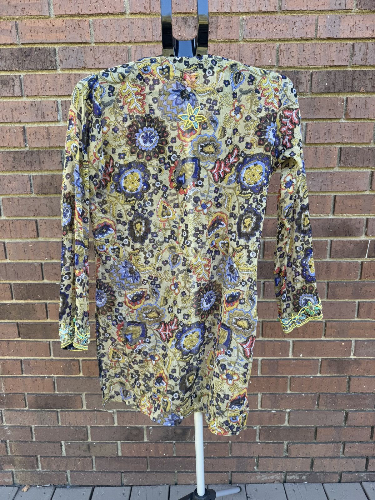 Other Raj Silk Boho Floral Flower Tunic Top Embellished Beaded Size M / US 6-8 / IT 42-44 - 11 Thumbnail