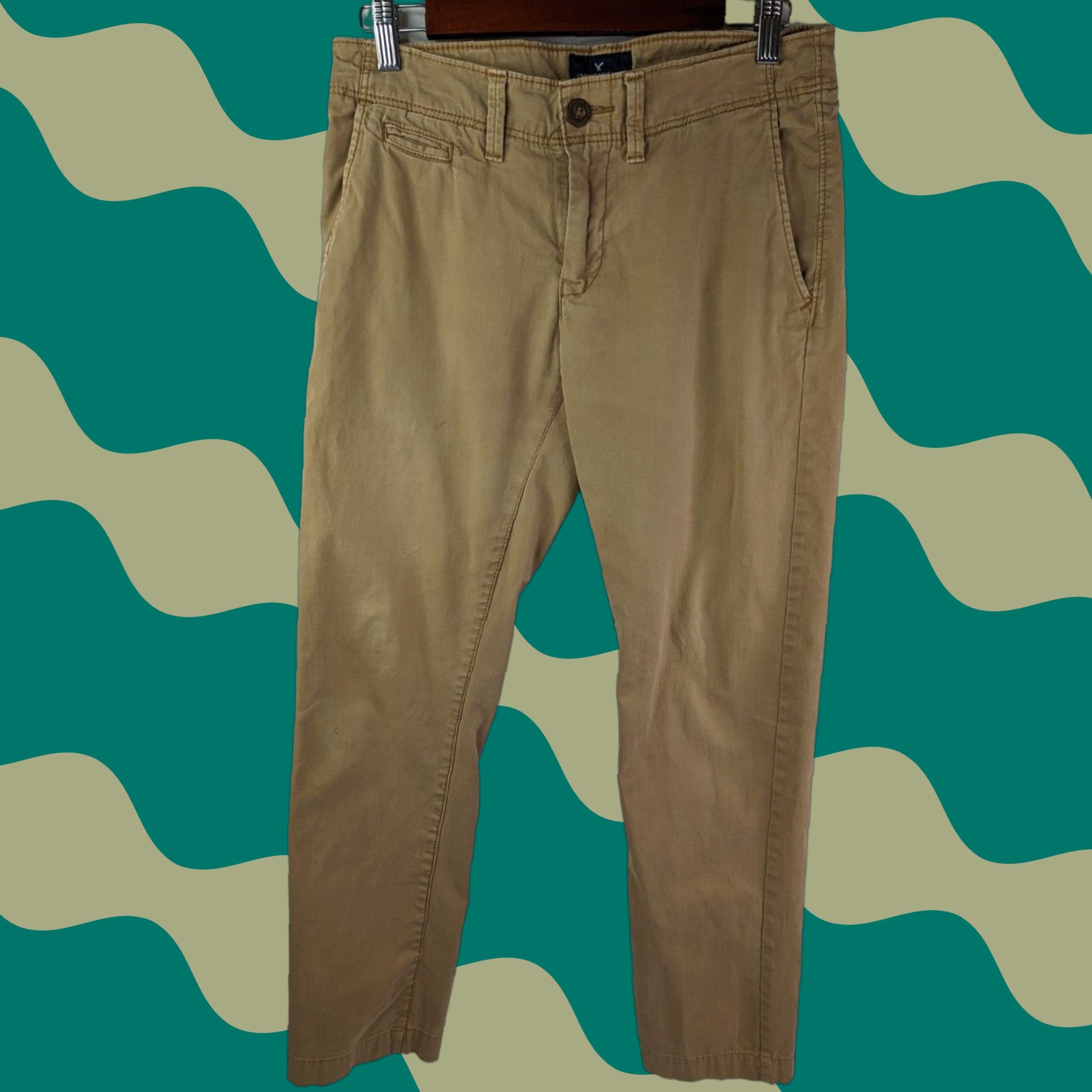 American Eagle Outfitters American Eagle Outfitters Pants Slim Chino Men 30 Beige Skinny 28 Inseam 30x28 Knit Cotton Blend Zip Flat Front Casual Vintage: No Size US 30 / EU 46 - 1 Thumbnail