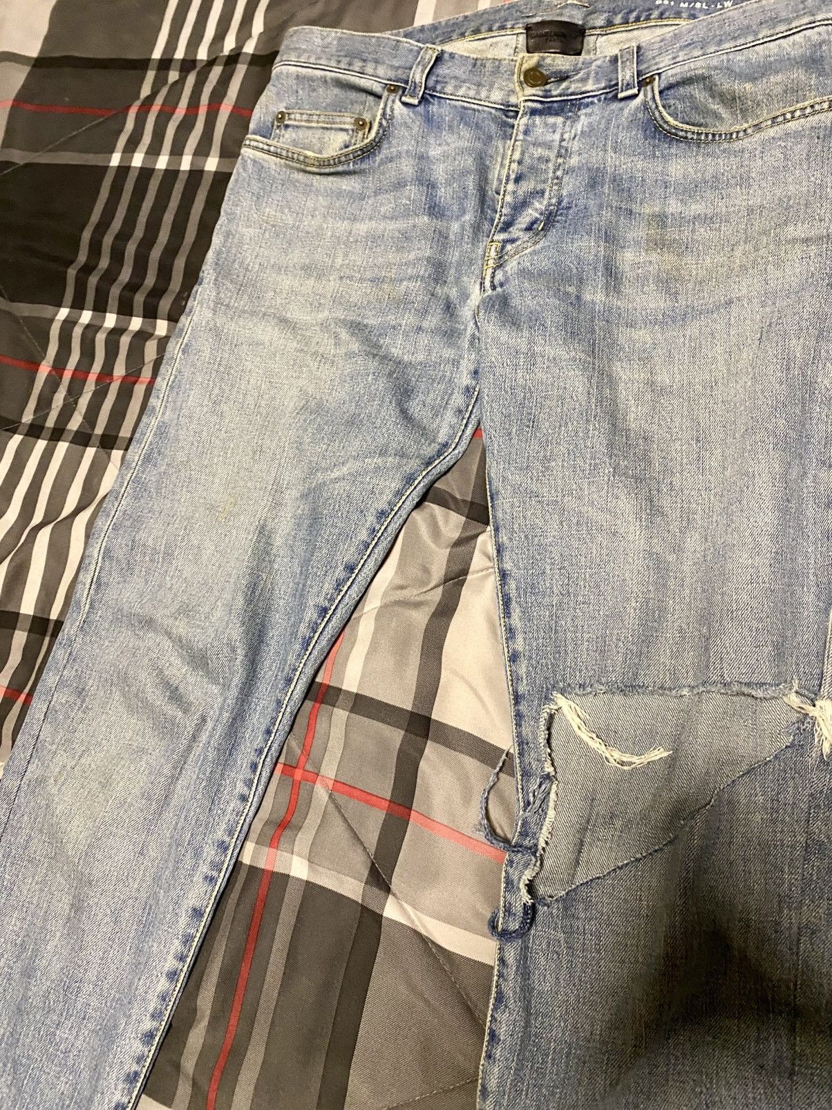 Hedi Slimane Saint Laurent D01 Slim Fit Ripped Knee Jeans Size US 30 / EU 46 - 2 Thumbnail