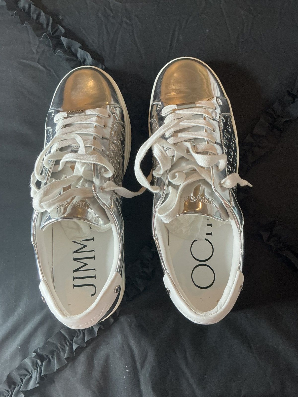 Jimmy Choo JIMMY CHOO ROME/M Logo Low-Tops – Metallic Silver Size US 11.5 / EU 44-45 - 8 Thumbnail