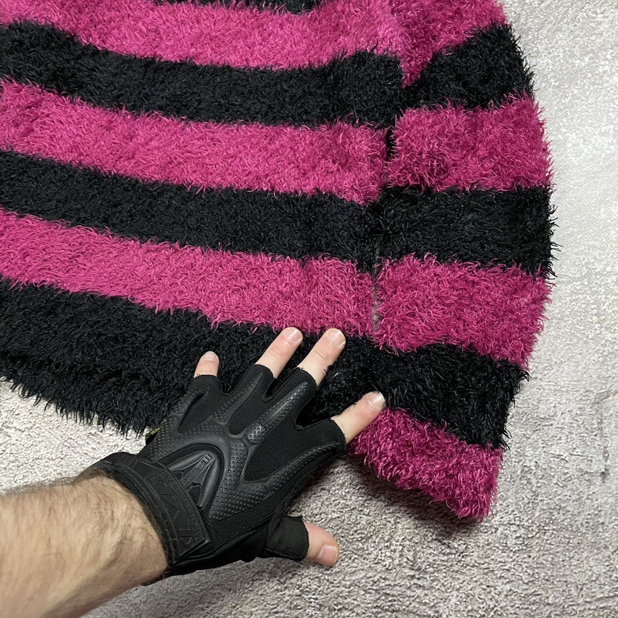 Vintage Vintage 90s Striped Fuzzy Sweater Pink Black Grunge Boxy XS Size XS / US 0-2 / IT 36-38 - 5 Thumbnail