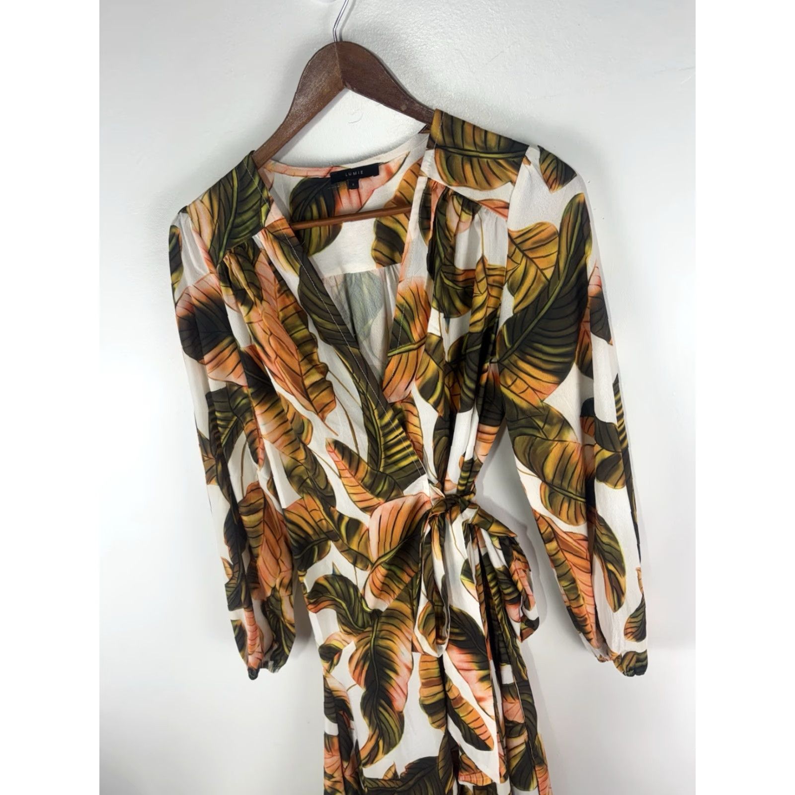 Vintage Lumie Tropical Floral Cascading Wrap Dress Womens Size S Size S / US 4 / IT 40 - 2 Thumbnail