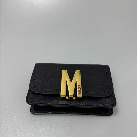 Moschino Moschino Logo-Plaque Leather Clutch Bag Black Gold Size ONE SIZE - 2 Thumbnail