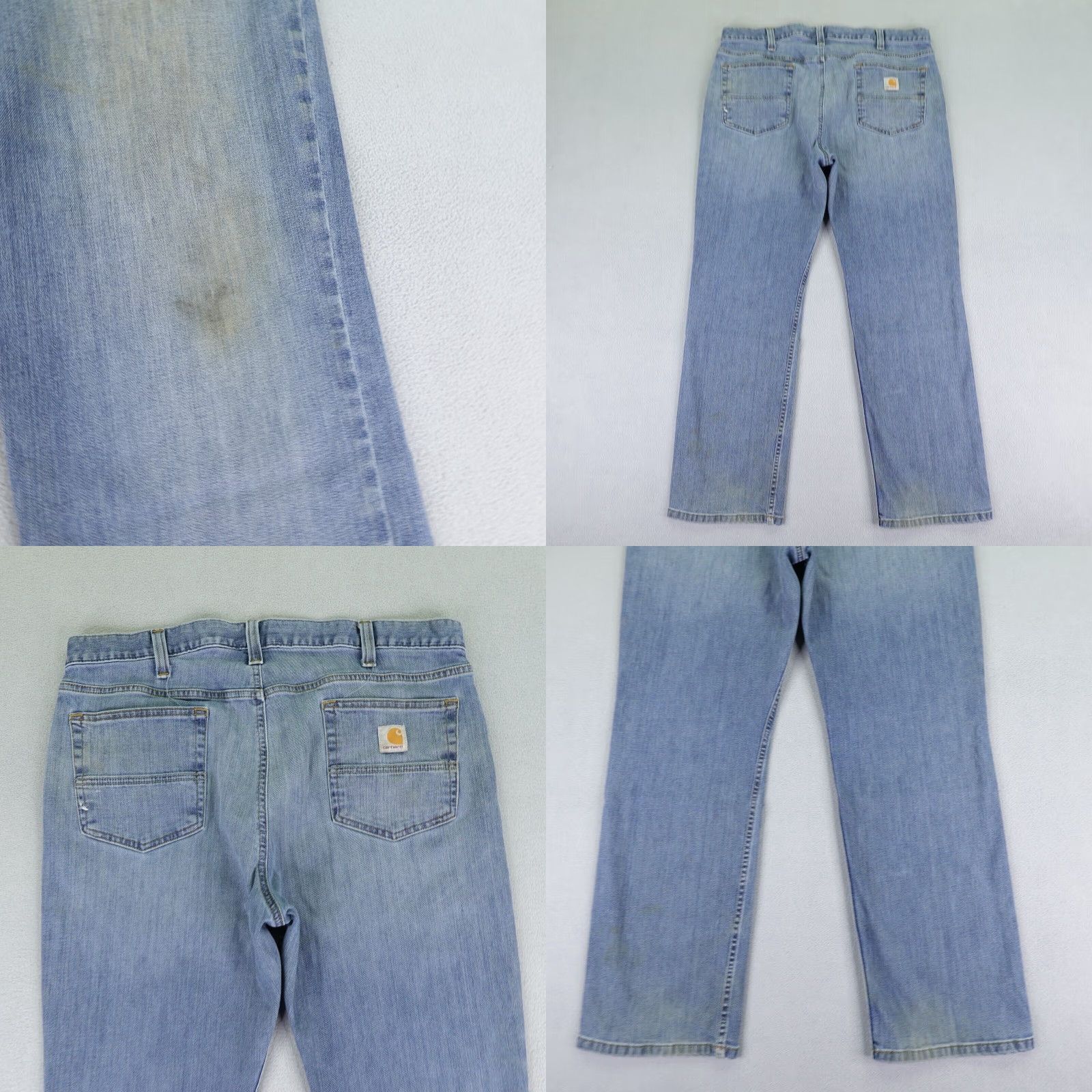 Carhartt Carhartt Jeans Mens 38x30 Blue Denim Relaxed Fit Rugged Flex Faded Work Pants Size US 37 - 8 Thumbnail