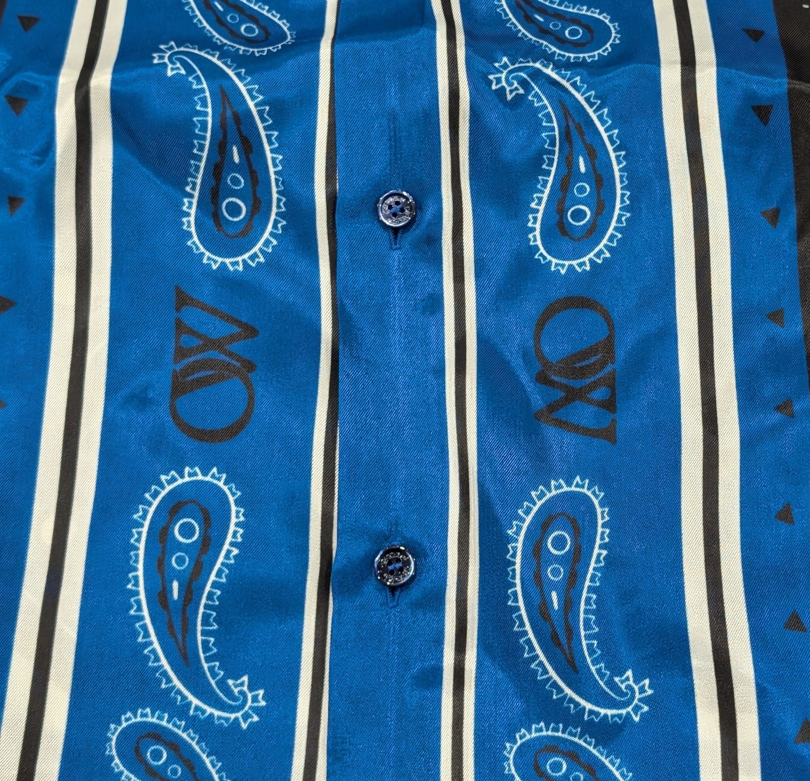 Off-White Off-White Bandana Satin Button Up Shirt Blue/Multi Medium Size US M / EU 48-50 / 2 - 4 Thumbnail