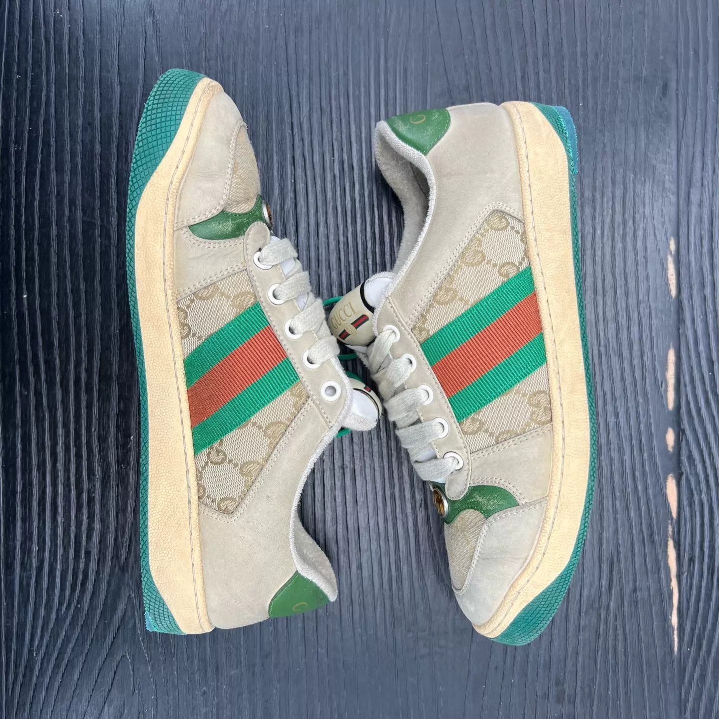Gucci Gucci Rhyton Sneaker Gray Green 38.5 with box Size US 8 / IT 38 - 2 Thumbnail