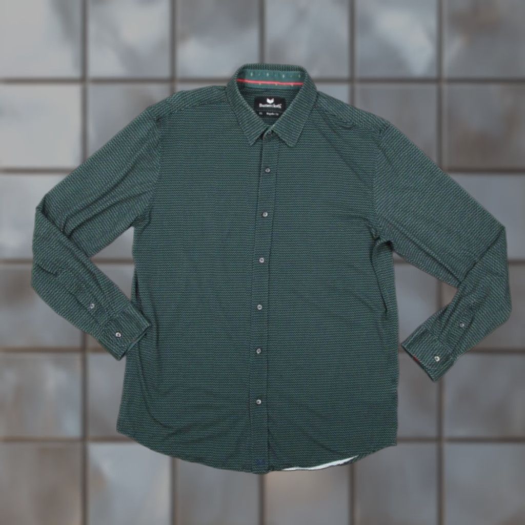 Vintage Buttercloth Men's Regular Fit Long Sleeve Button Up Green Cotton Blend Shirt XL Size US XL / EU 56 / 4 - 1 Thumbnail