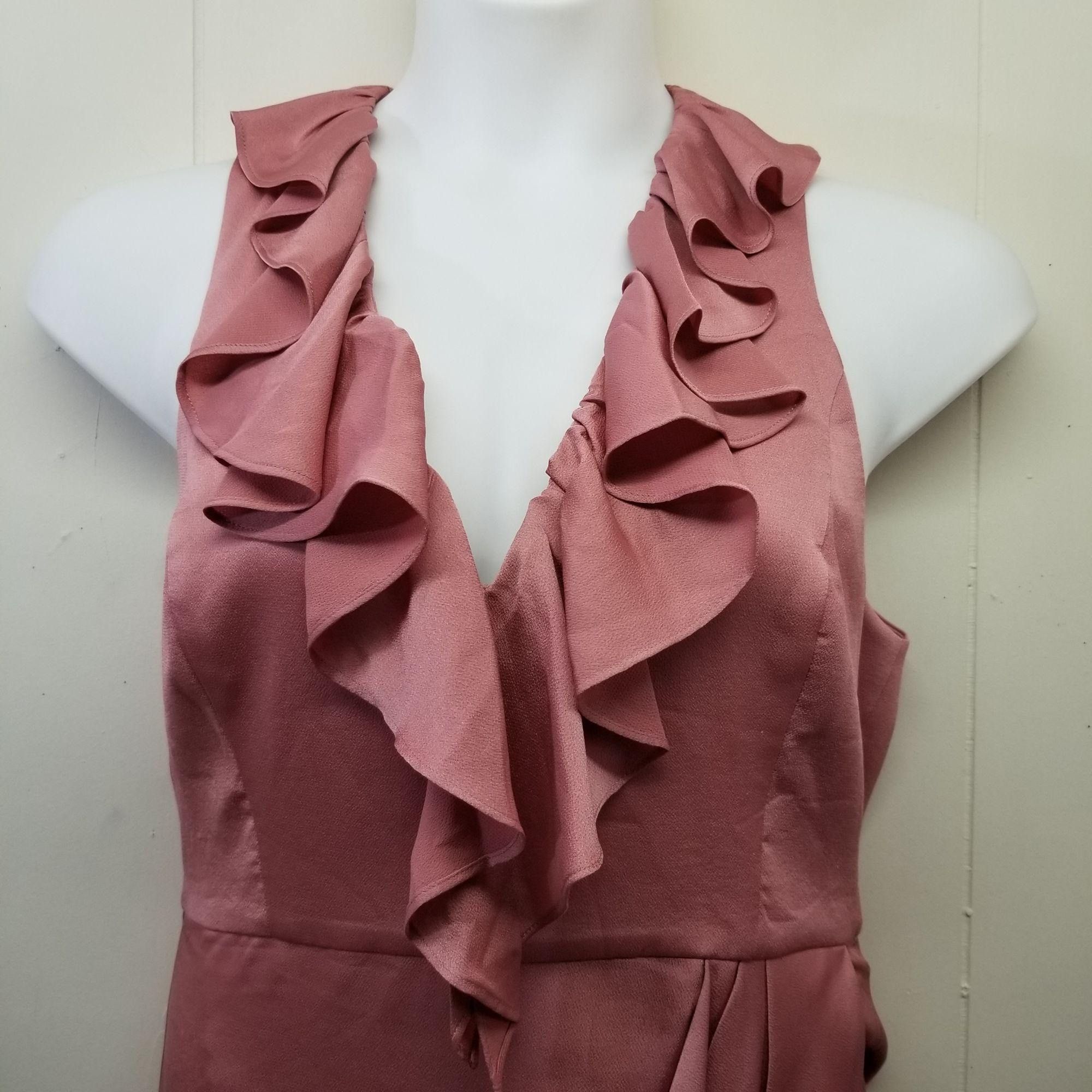 Shona Joy Shona Joy Luxe 10 Plunge Frill Draped Dress Rose Pink Formal Size L / US 10 / IT 46 - 2 Thumbnail
