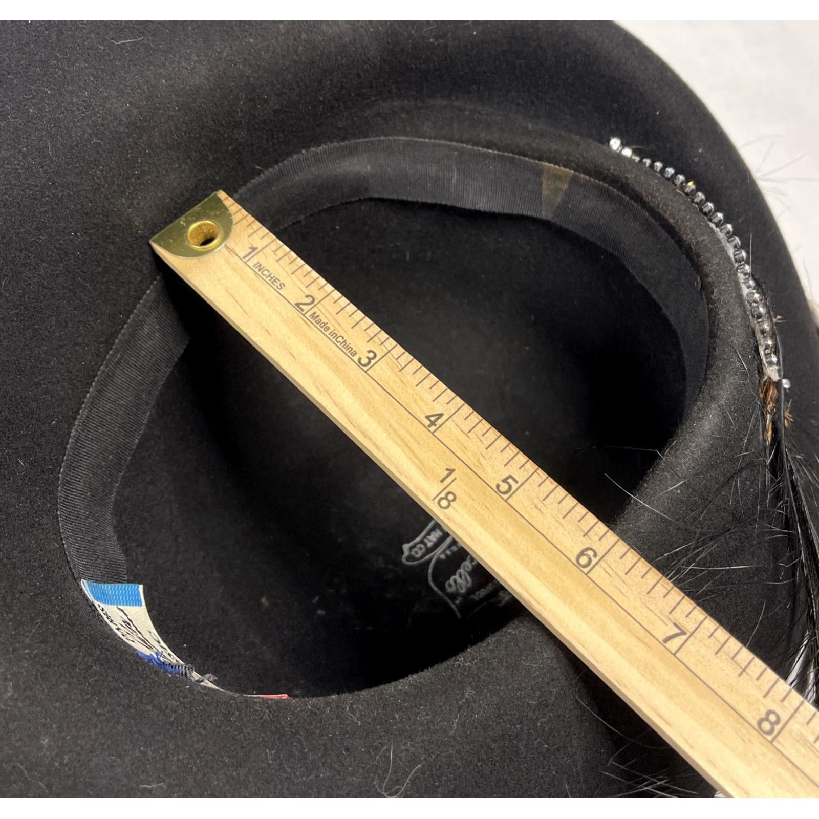 FELT VINTAGE Bollman Exccello Kentucky Derby Wool Felt Black Hat Rhinestone Feather Hat Ladies Mens Size ONE SIZE - 3 Thumbnail