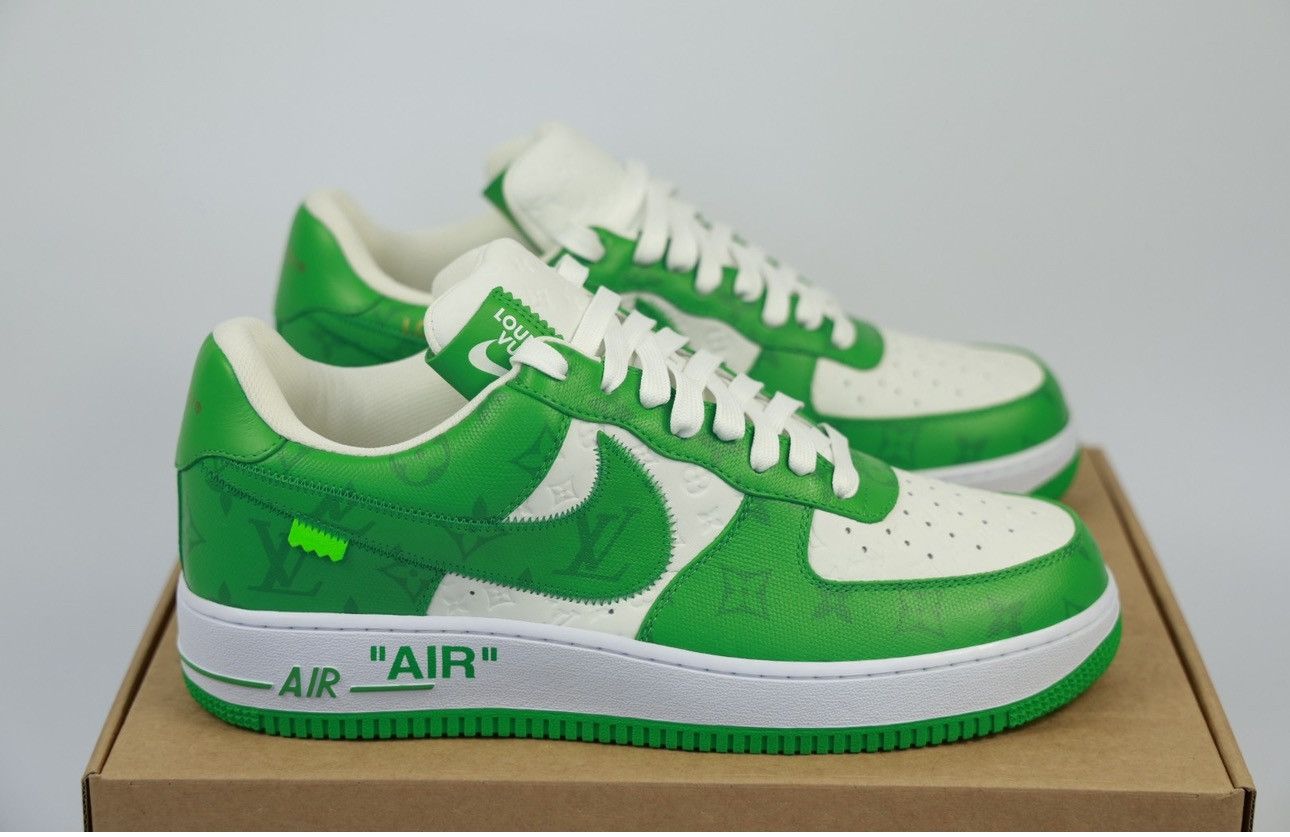Louis Vuitton AIR FORCE 1 GREEN MONOGRAM SNEAKERS (VERY RARE SIZE) Size US 12 / EU 45 - 3 Thumbnail