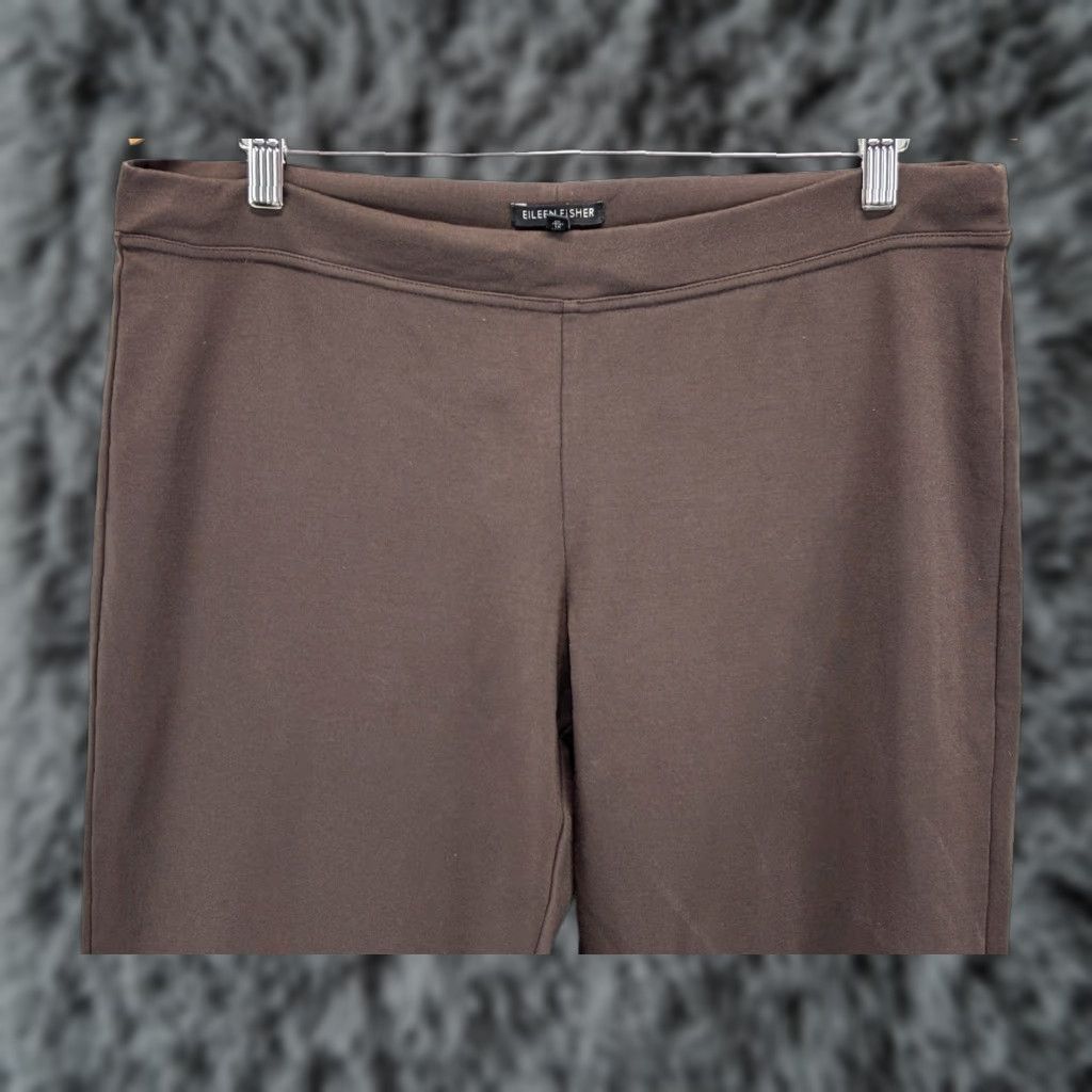 Eileen Fisher VINTAGE Eileen Fisher Ponte Full Leg Pull On Pants Womens L Dark Brown Minimalist Stretch Size 36" / US 14 / IT 50 - 1 Thumbnail