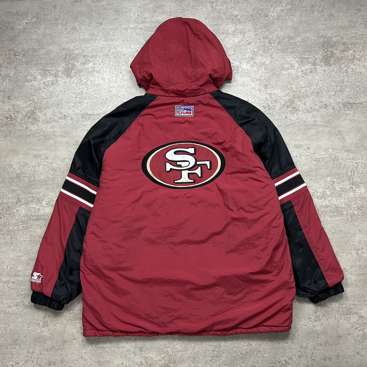 NFL × Starter × Vintage VTG 90s NFL SAN FRANCISCO 49ERS STARTER PUFFER JACKET HOODIE Size US XXL / EU 58 / 5 - 1 Thumbnail