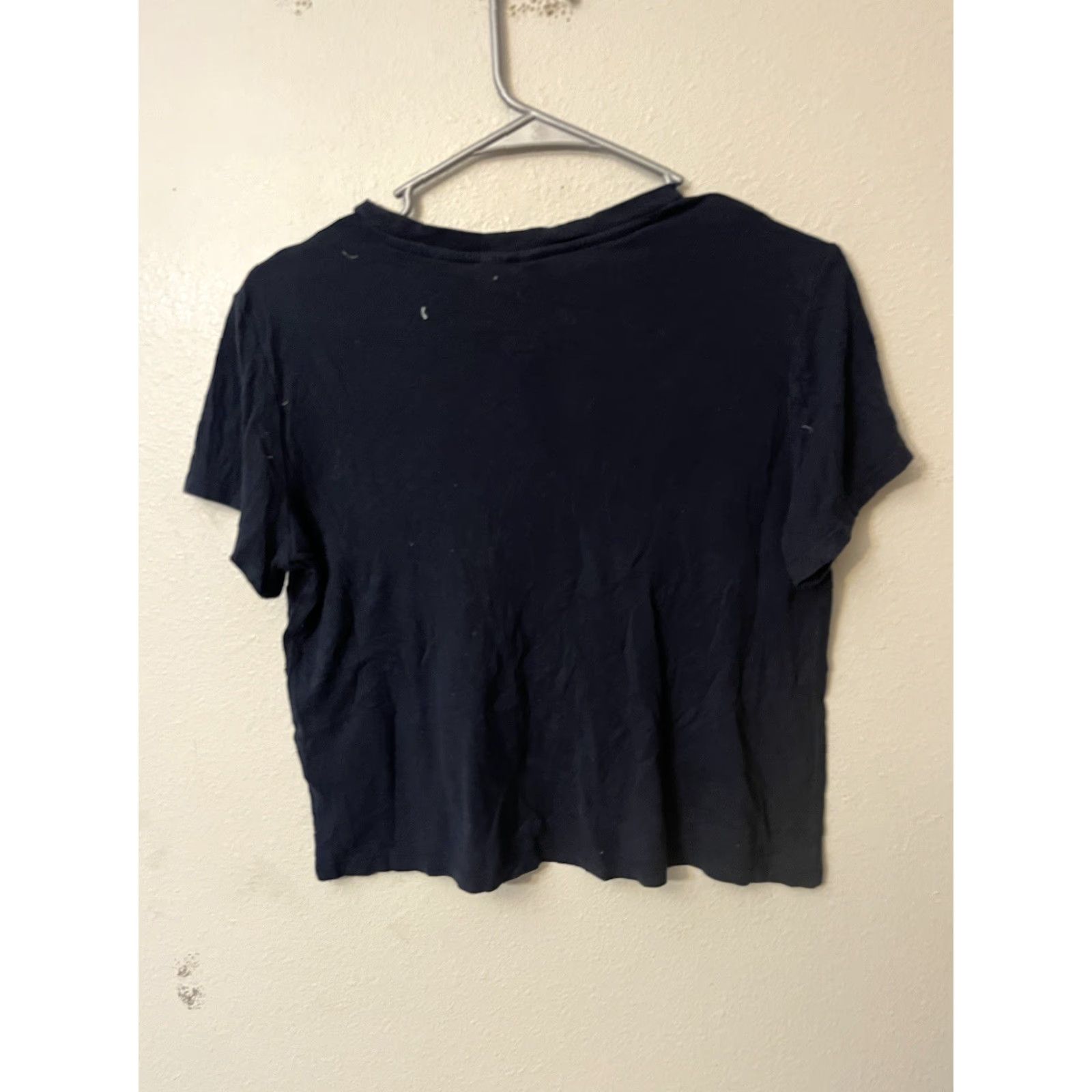H&M H&M Divided T-Shirt Shirt Womens Crop Top USA Cropped Navy Jersey Knit Crew Neck Short Sleeve Cotton Blend Brooklyn USA American Flag M Blue Size M / US 6-8 / IT 42-44 - 2 Thumbnail