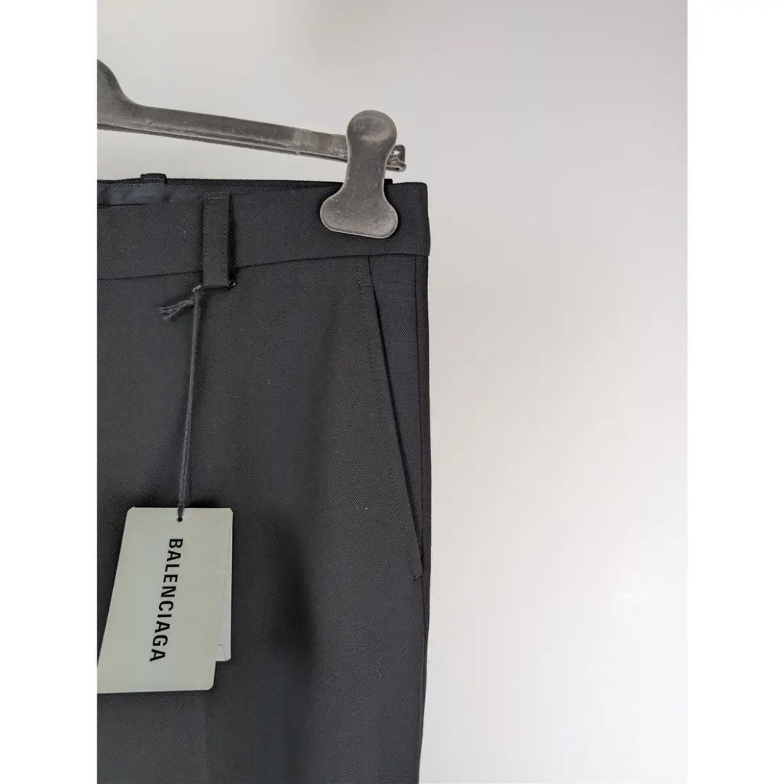 Balenciaga o1rshd1 Unisex Dry Wool Twill Tailored Pants in Black Size US 32 / EU 48 - 4 Thumbnail