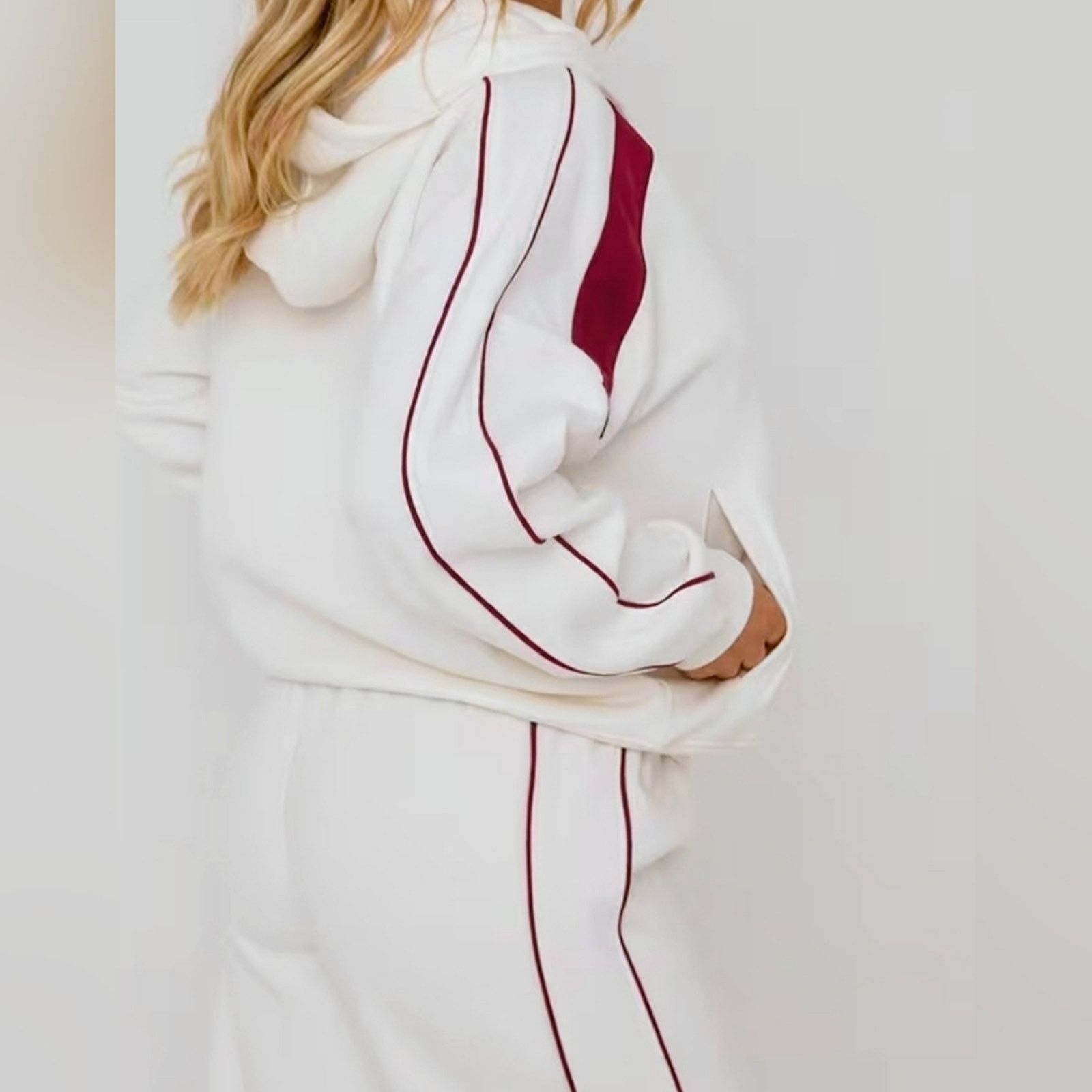 Ego Tripping EGO Oversized Burgundy Stripe Athleisure Sweat Set EUC Size 34" / US 12 / IT 48 - 5 Thumbnail