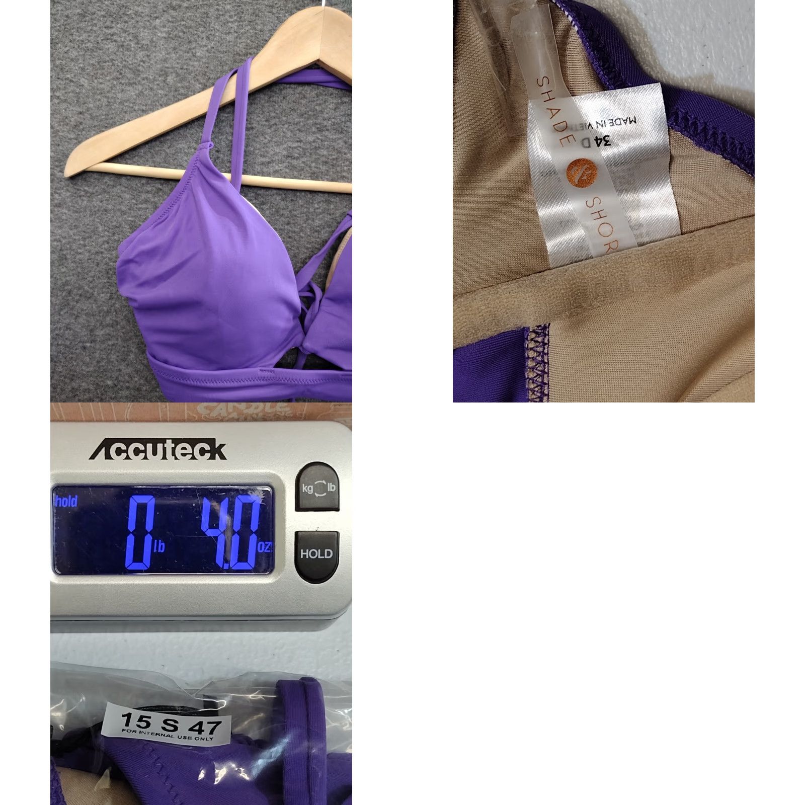 Vintage Shade & Shore Bikini Top Purple Keyhole Spaghetti Padded 34D Women Adult Regular XS-34? Size XXS / US 00 / IT 34 - 8 Thumbnail