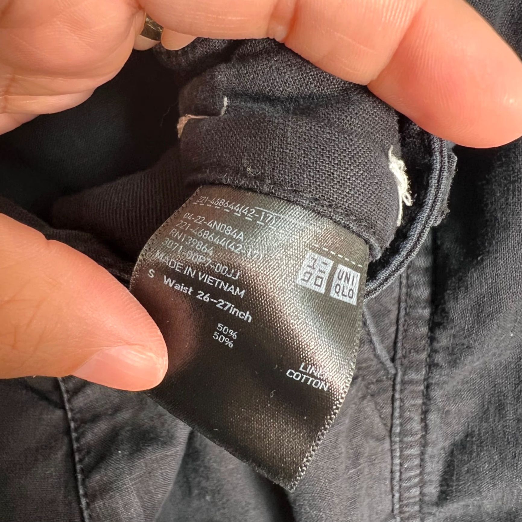 Uniqlo UNIQLO Black Womens Size 26-27 Linen-Blend Tapered Pants Drawstring Size 28" / US 6 / IT 42 - 3 Thumbnail