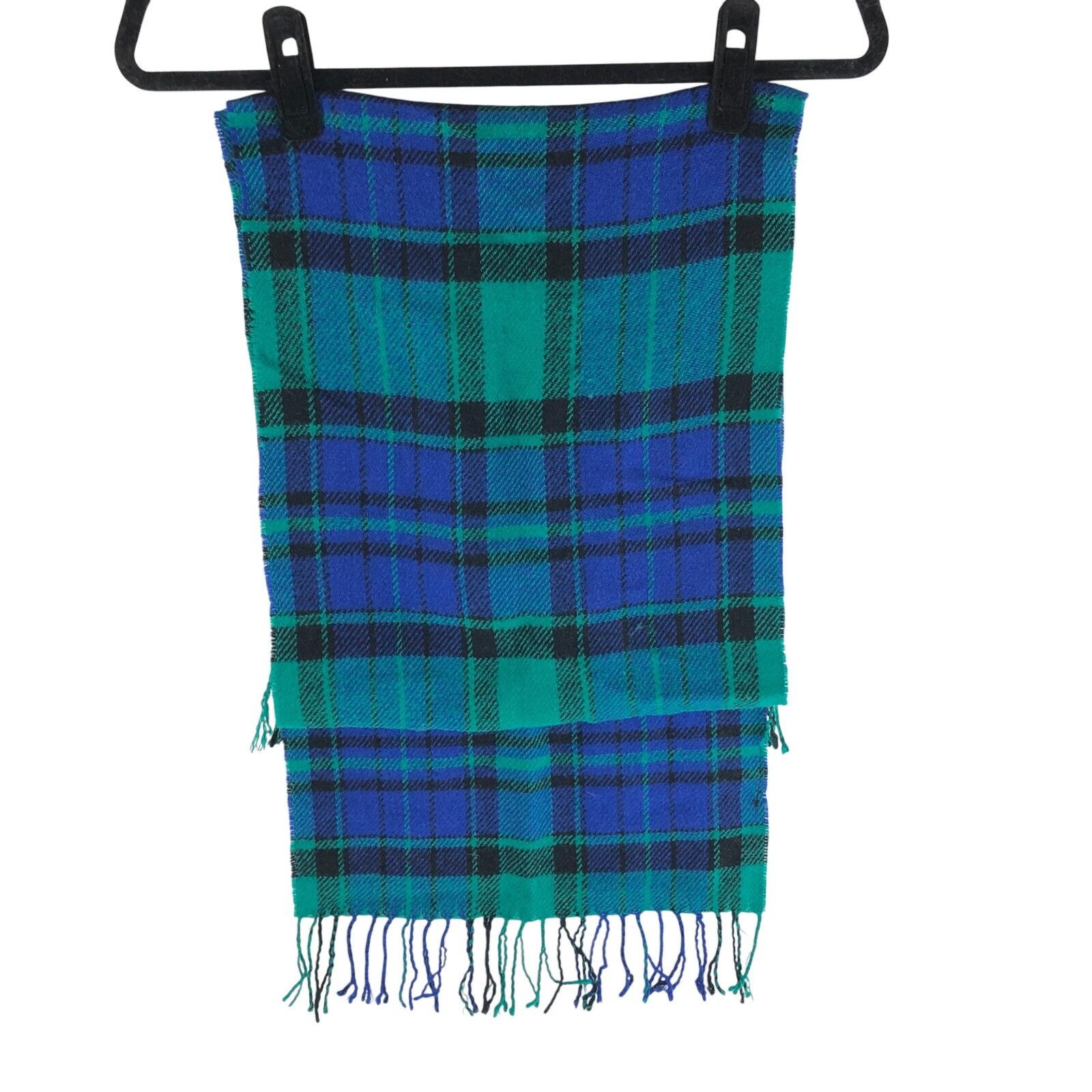 Other Womens Scarf Rectangle Fringe Soft Plaid Green Blue 68x13 Size ONE SIZE - 2 Thumbnail