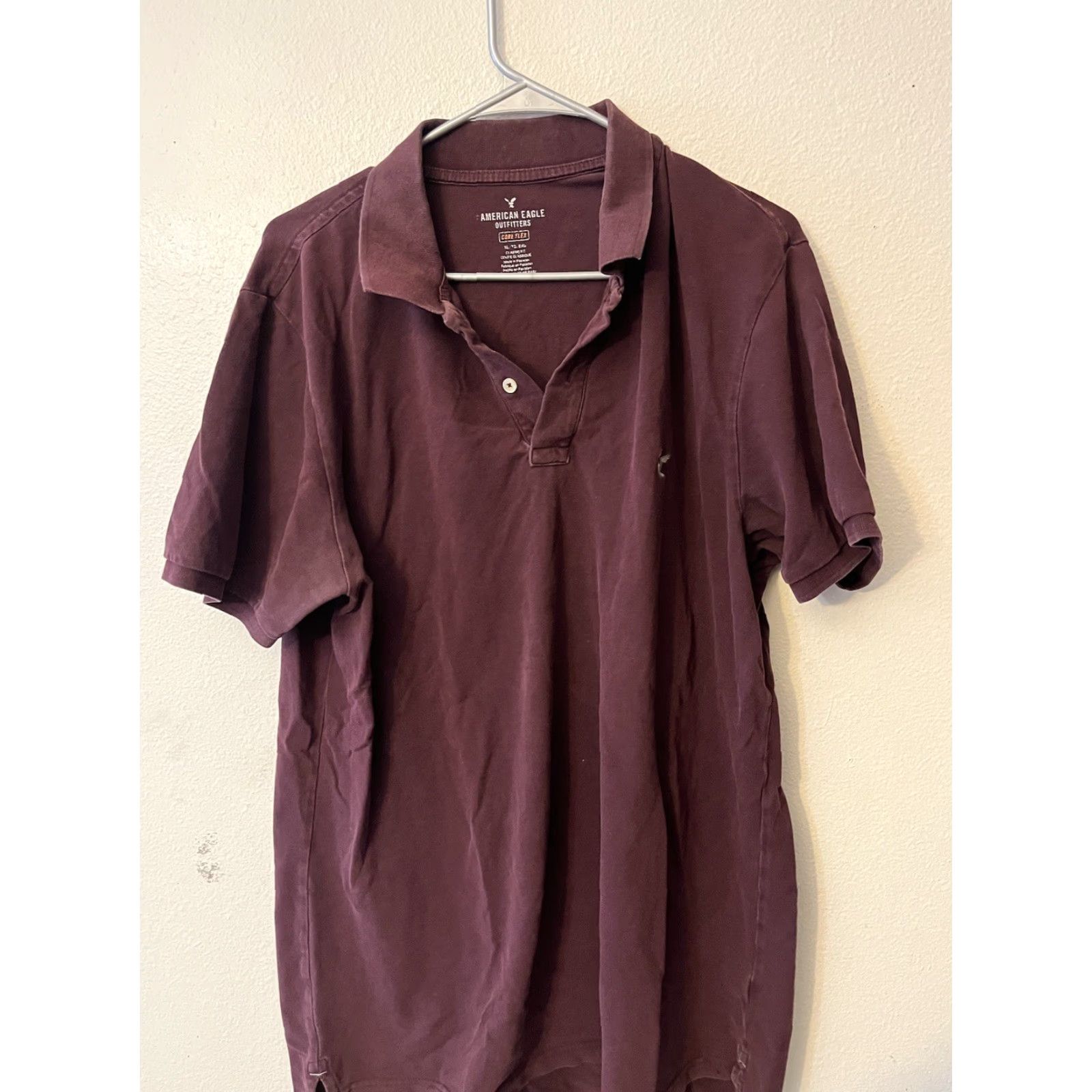 American Eagle Outfitters AMERICAN EAGLE OUTFITTERS AEO MEN'S CORE FLEX POLO SHIRT XL Maroon Size US XL / EU 56 / 4 - 2 Thumbnail