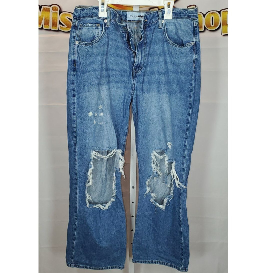 Other Fashion Nova Women’s Distressed Ripped Blue Jeans Size 13 Size 36" / US 14 / IT 50 - 1 Thumbnail