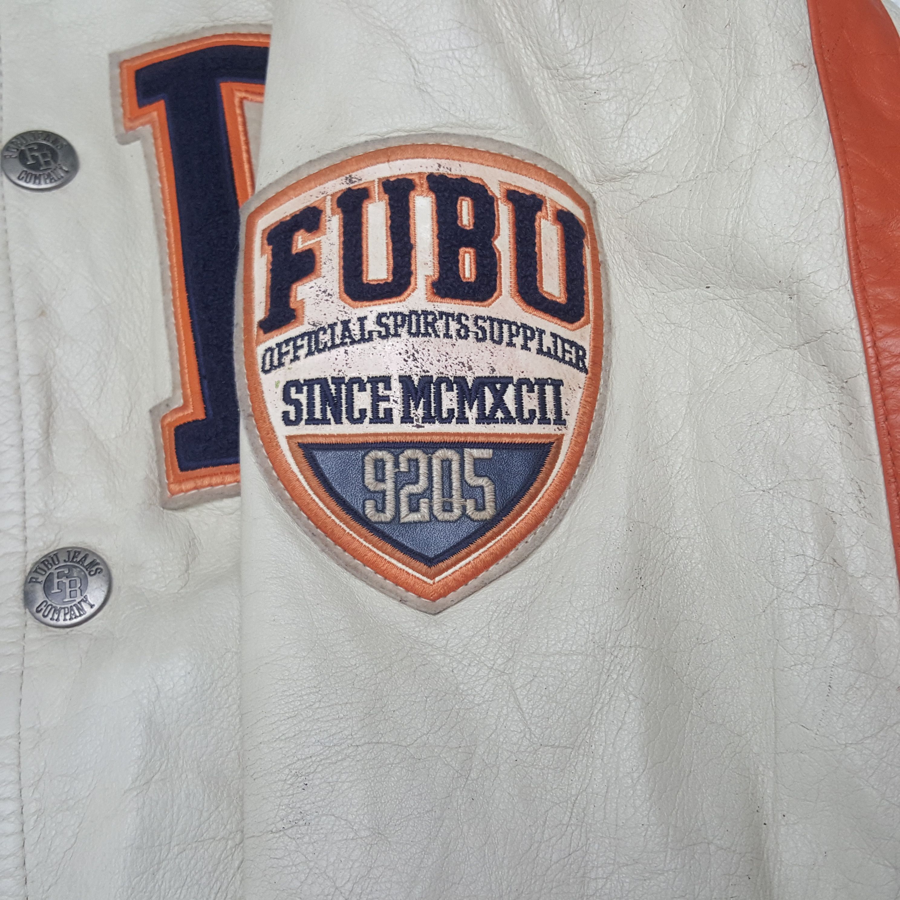 Fubu × Versace × Vintage Vintage Fubu Varsity Leather Jacket Size US L / EU 52-54 / 3 - 7 Thumbnail