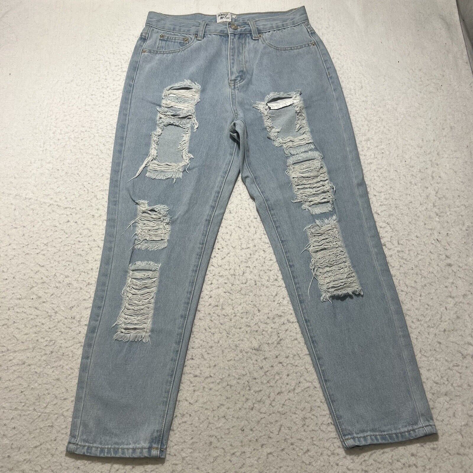 PRINCESS POLLY Princess Polly 4 (28x25) Straight Leg High Rise Ripped Jeans Size 27" / US 4 / IT 40 - 1 Thumbnail